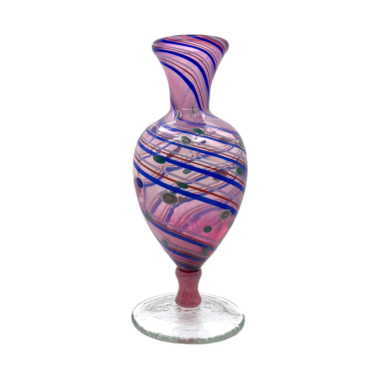 The Enchanting Symphony - Multicolor Spiral Canes Art Glass Vase
