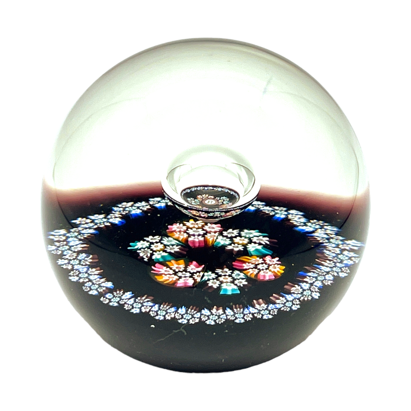 Caithness Paperweight - Mellefiori With Bubble - 3"