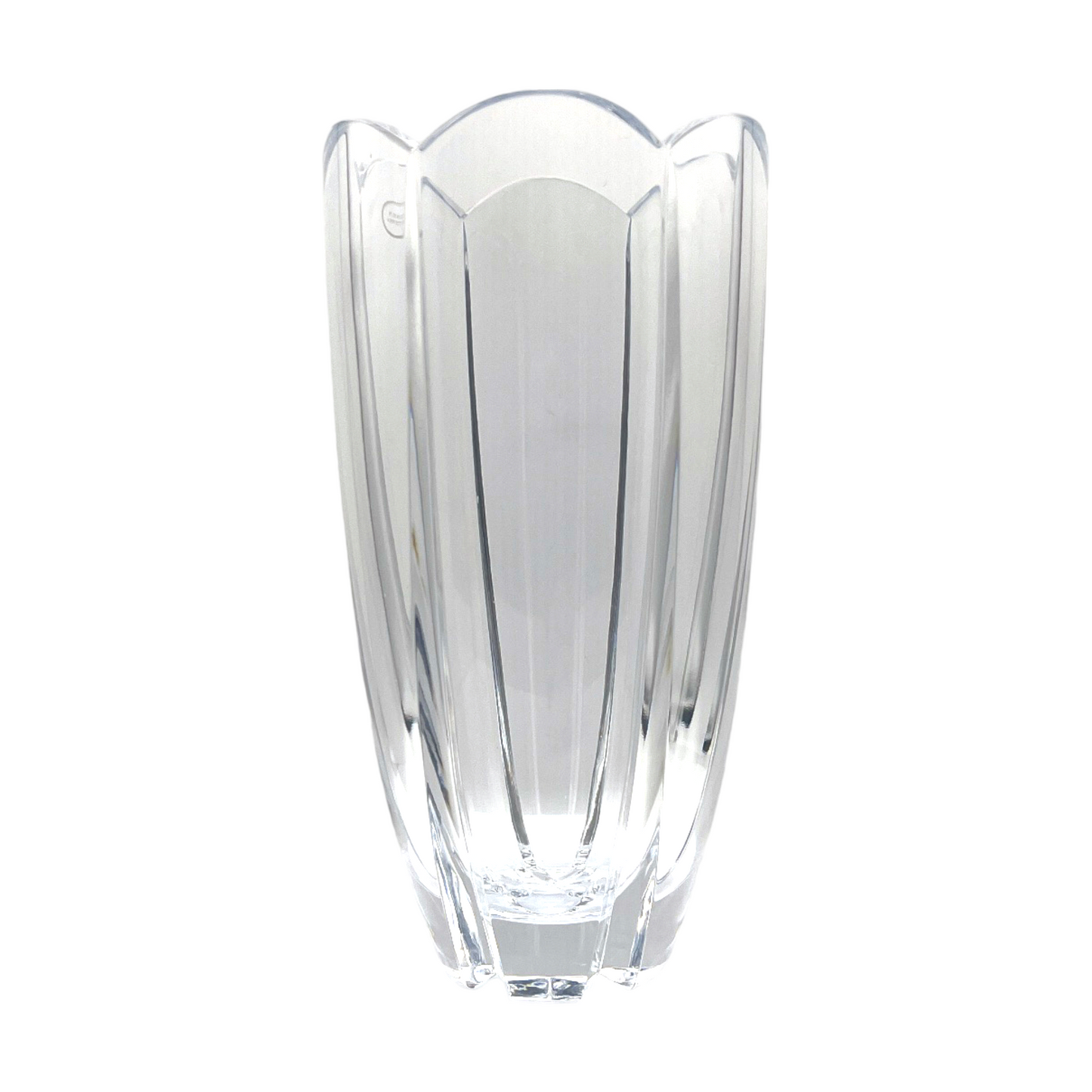 Crystal Vase - Modern Six Faceted Scallop Top Vase - 10"