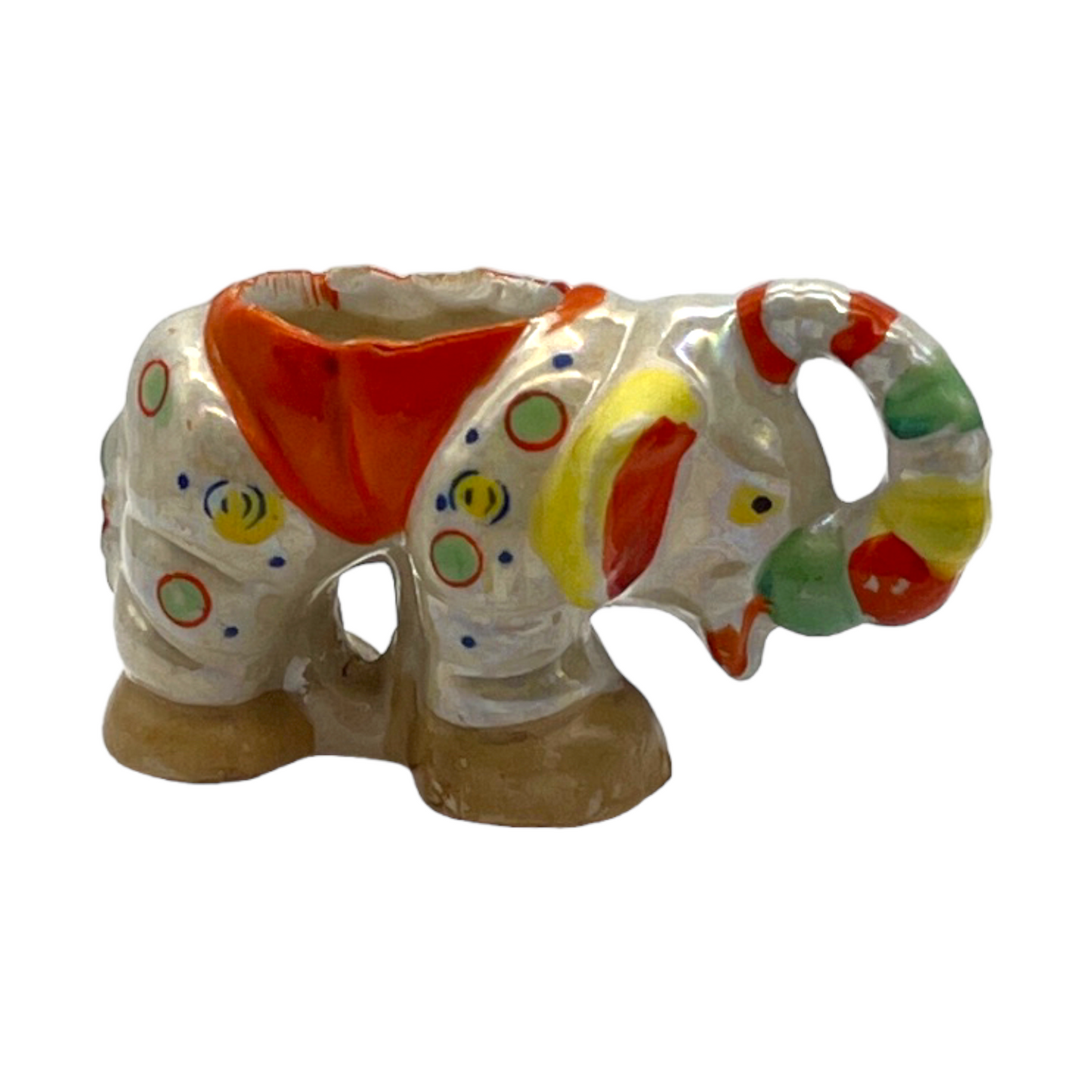 Ceramic - Clown Elephant Figurine - Vintage - 2"