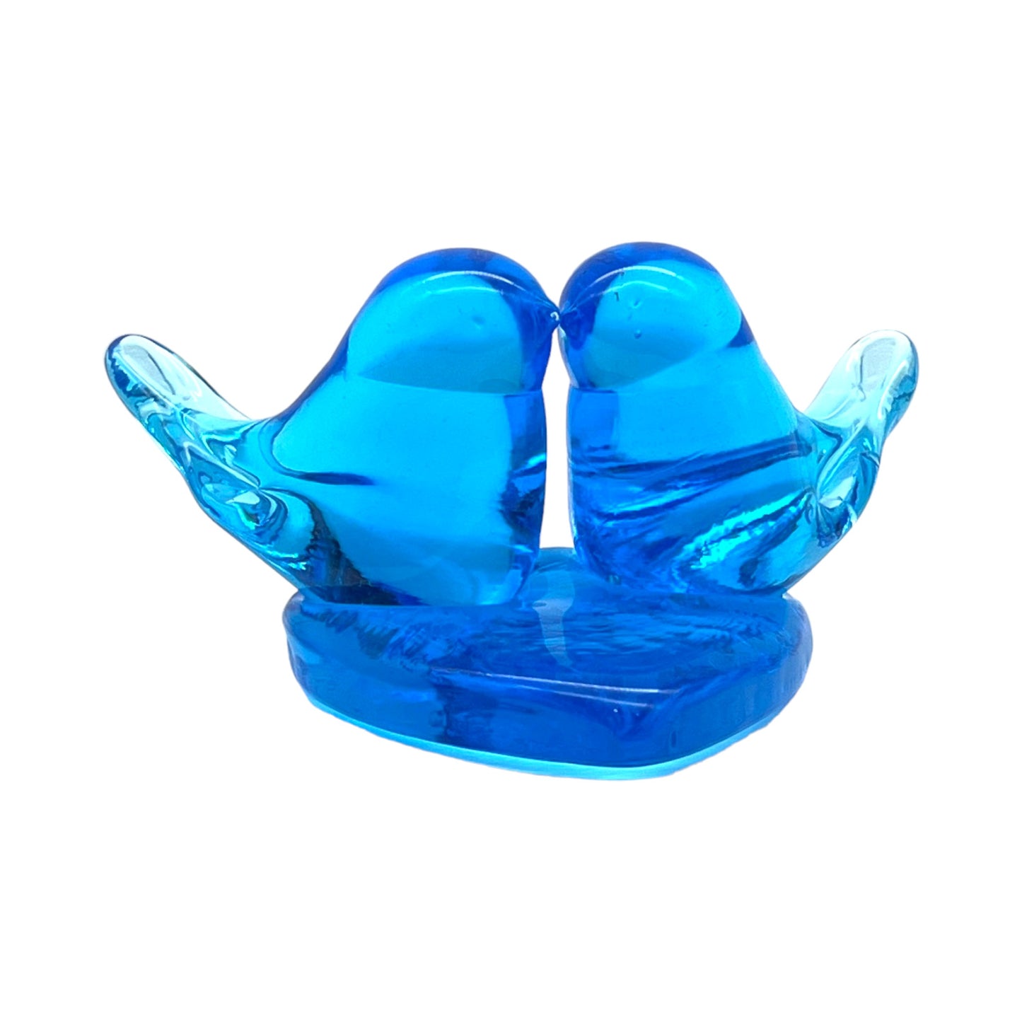 Blown Art Glass - Double Bluebird Of Happiness - Leo Ward Signed - 1987 - 3"