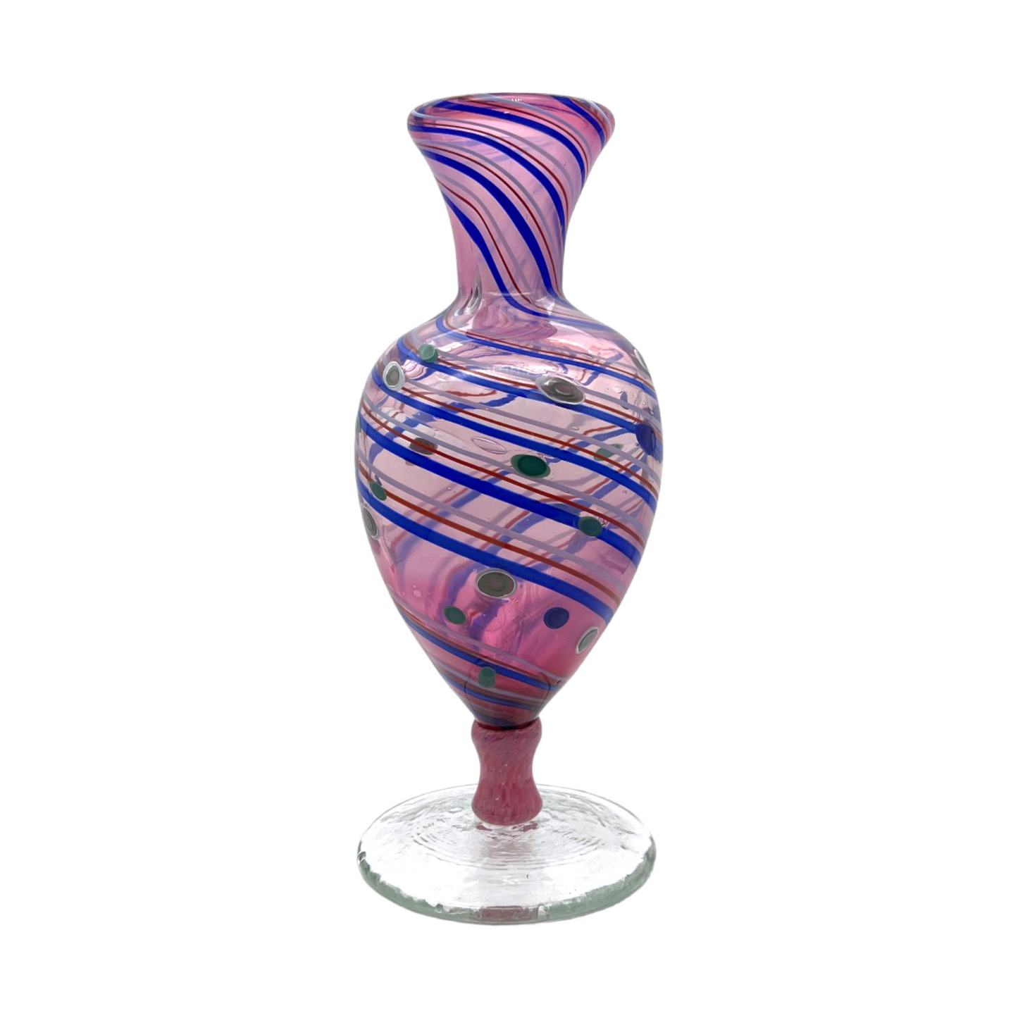 The Enchanting Symphony - Multicolor Spiral Canes Art Glass Vase