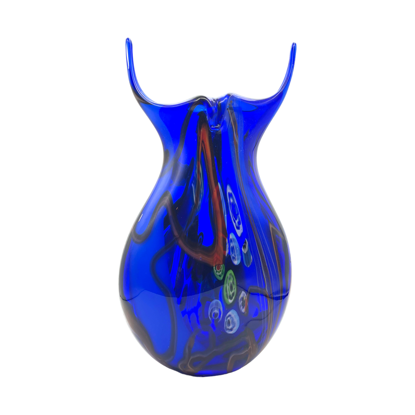 Murano Art - Enchanting Azure Dreams Glass Vase with Assorted Decorations - 12"