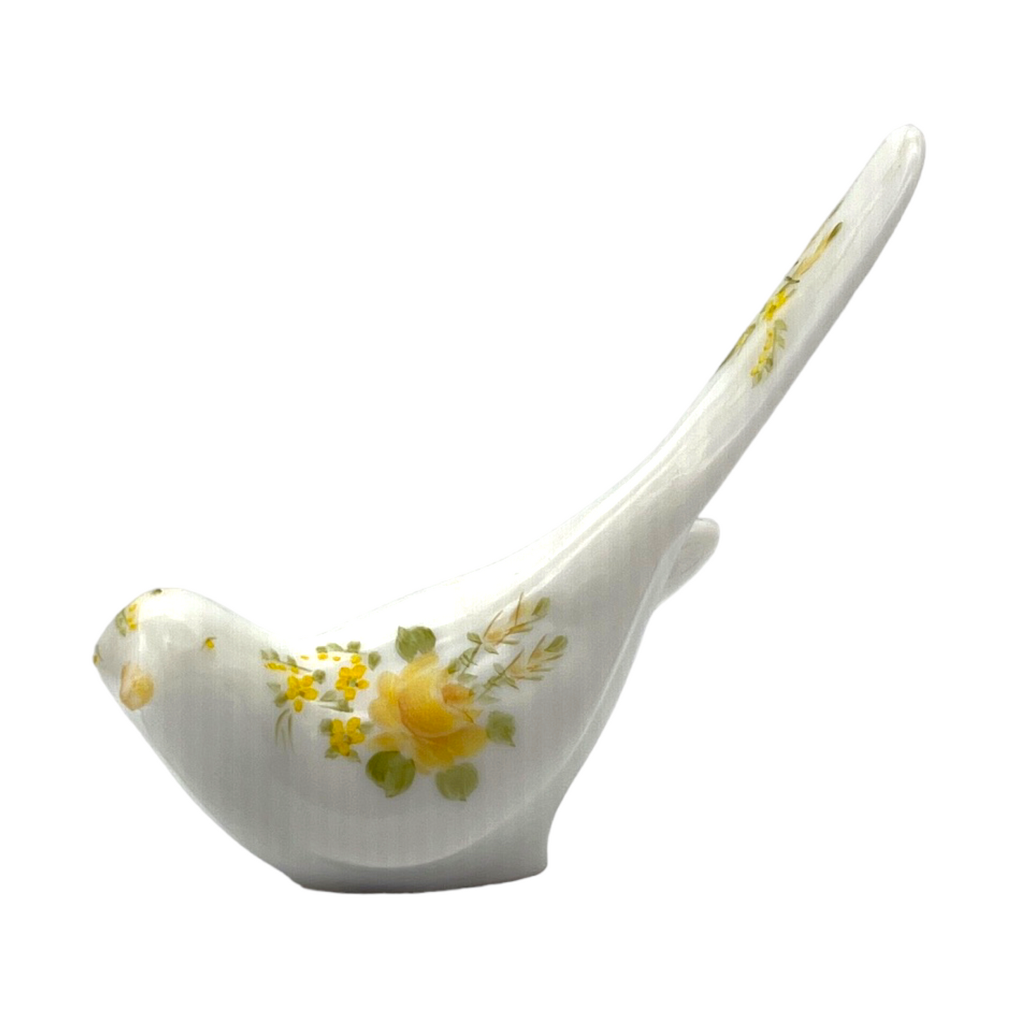 Fenton Art Glass - White Long Tail Bird - By Fudo Hubbard - 5"