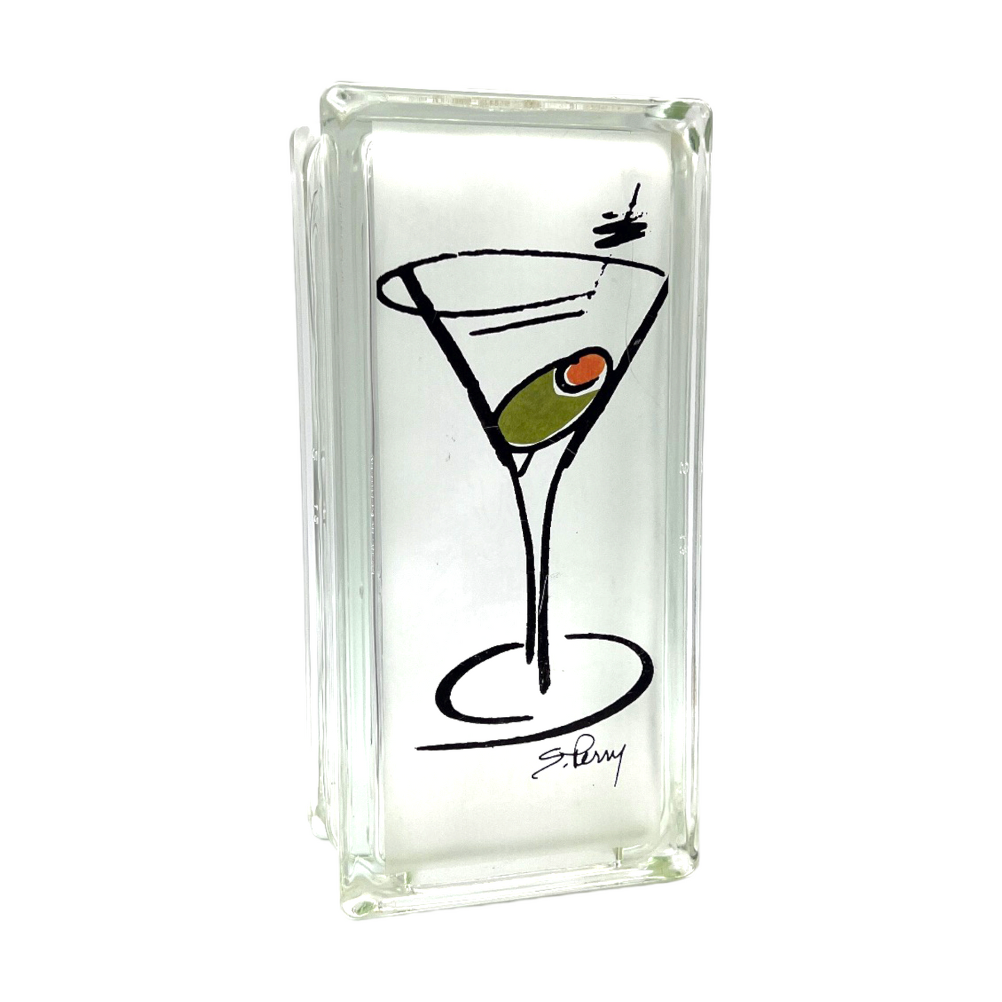 Suzanne Perry Artisanal Hand-Painted Martini Glass Block - 9.5"