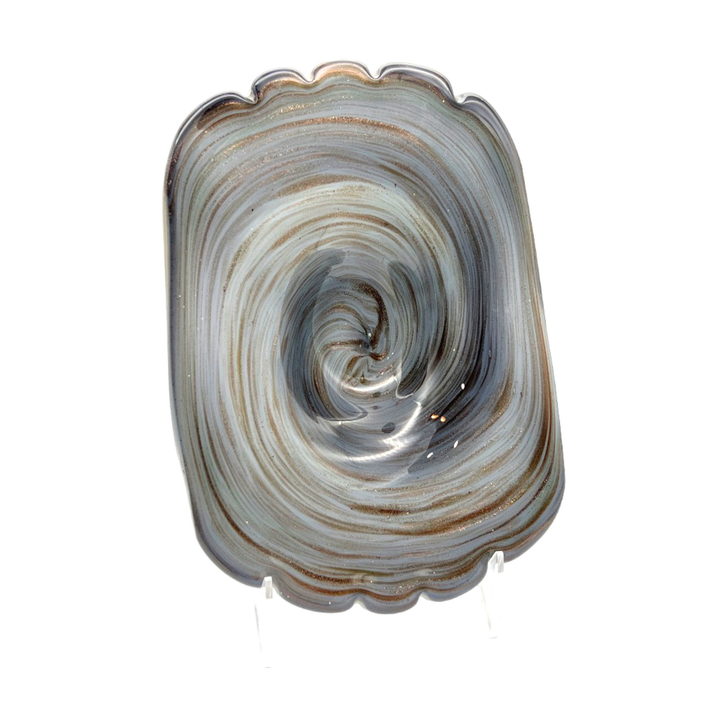 Murano Art Glass - Plum & Gold Flake Swirl Bowl - Vintage