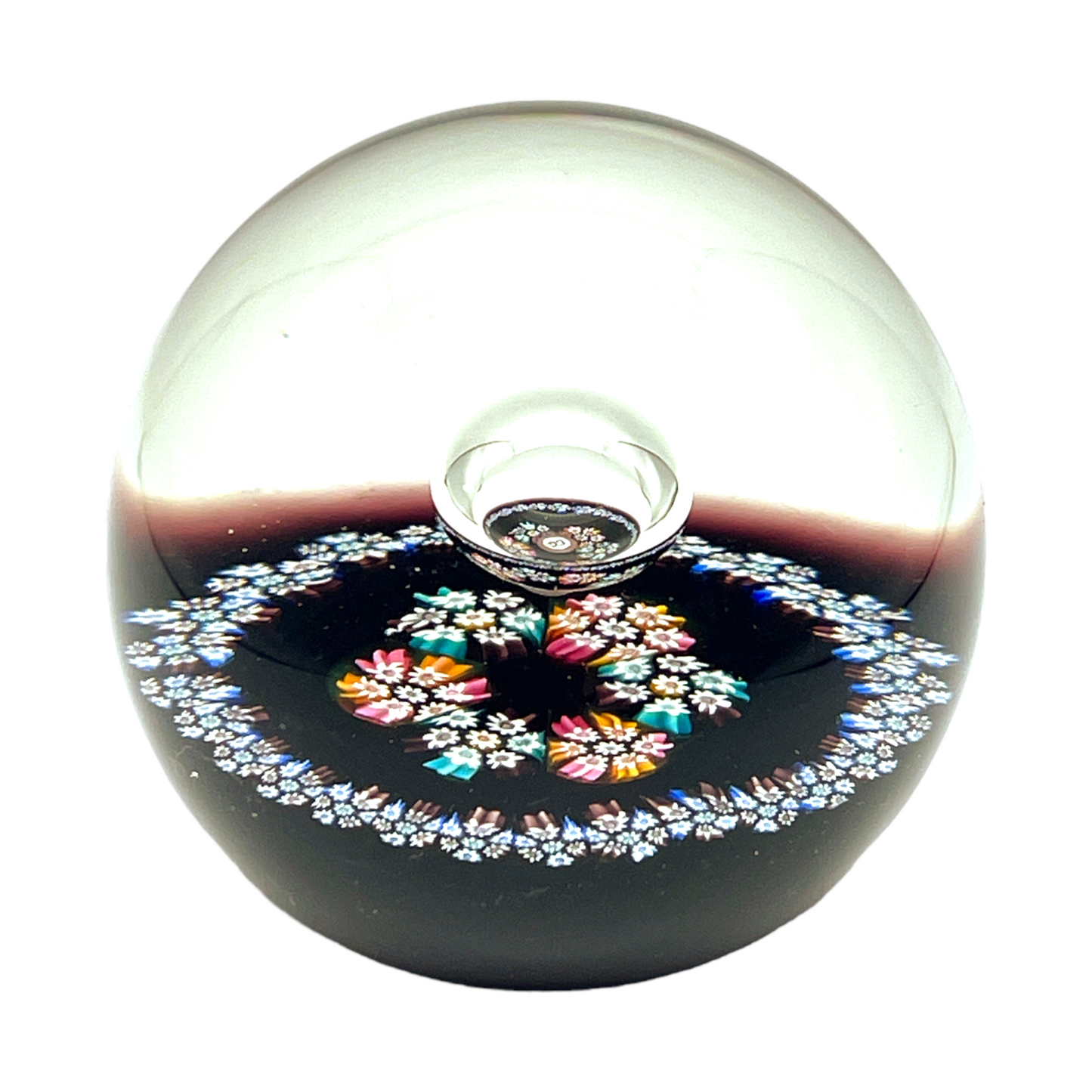 Caithness Paperweight - Mellefiori With Bubble - 3"