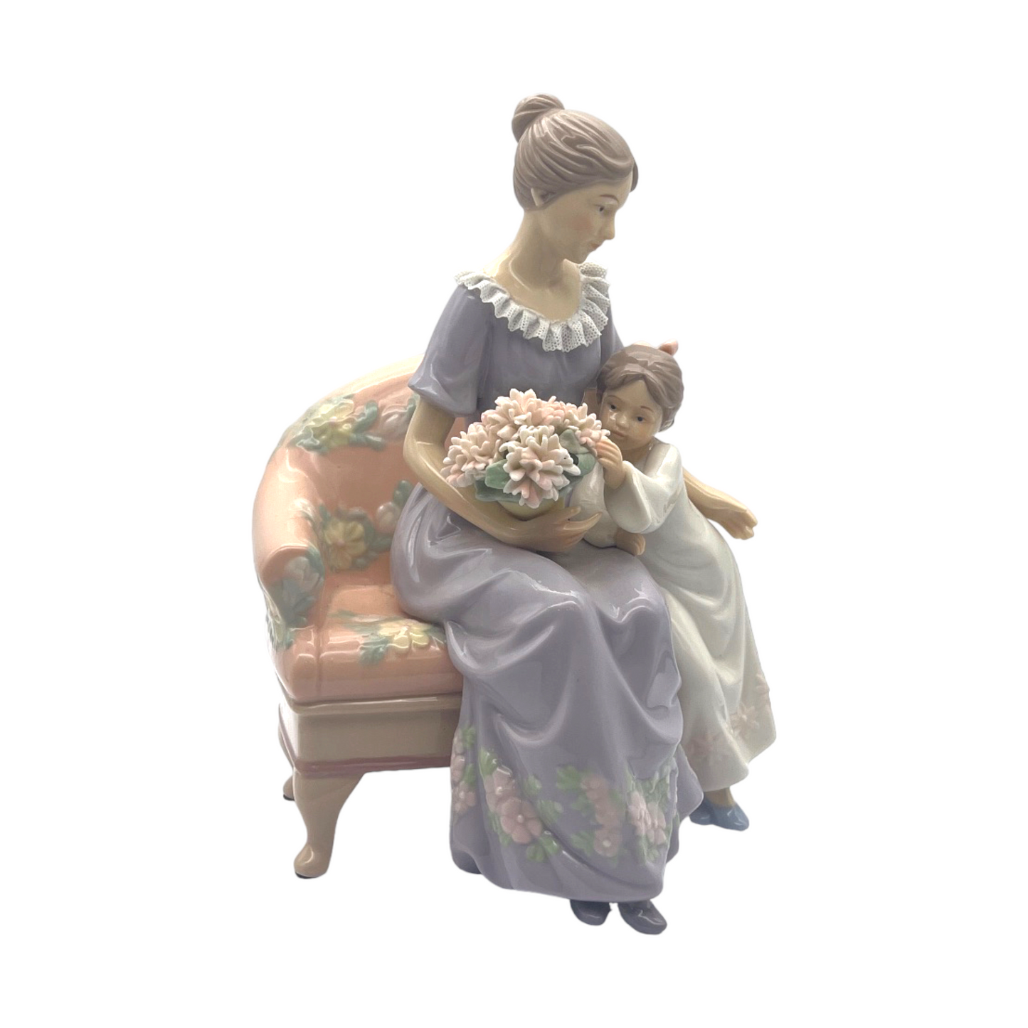 Porcelain - Lady With Child & Flowers - 9"