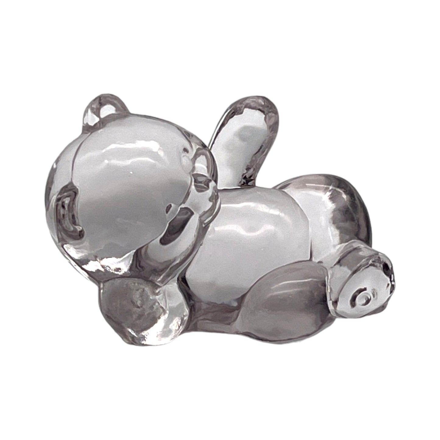 Fenton Art Glass - Tinted Clear Glass Laying On It's Side Bear - 2.5"