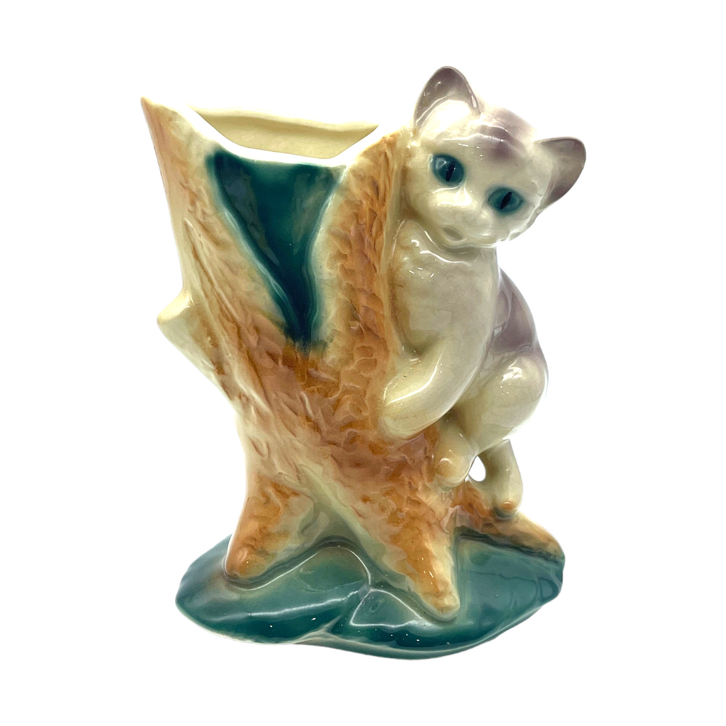 Royal Copley - Kitten & Stump Vase - Vintage - 6.5"