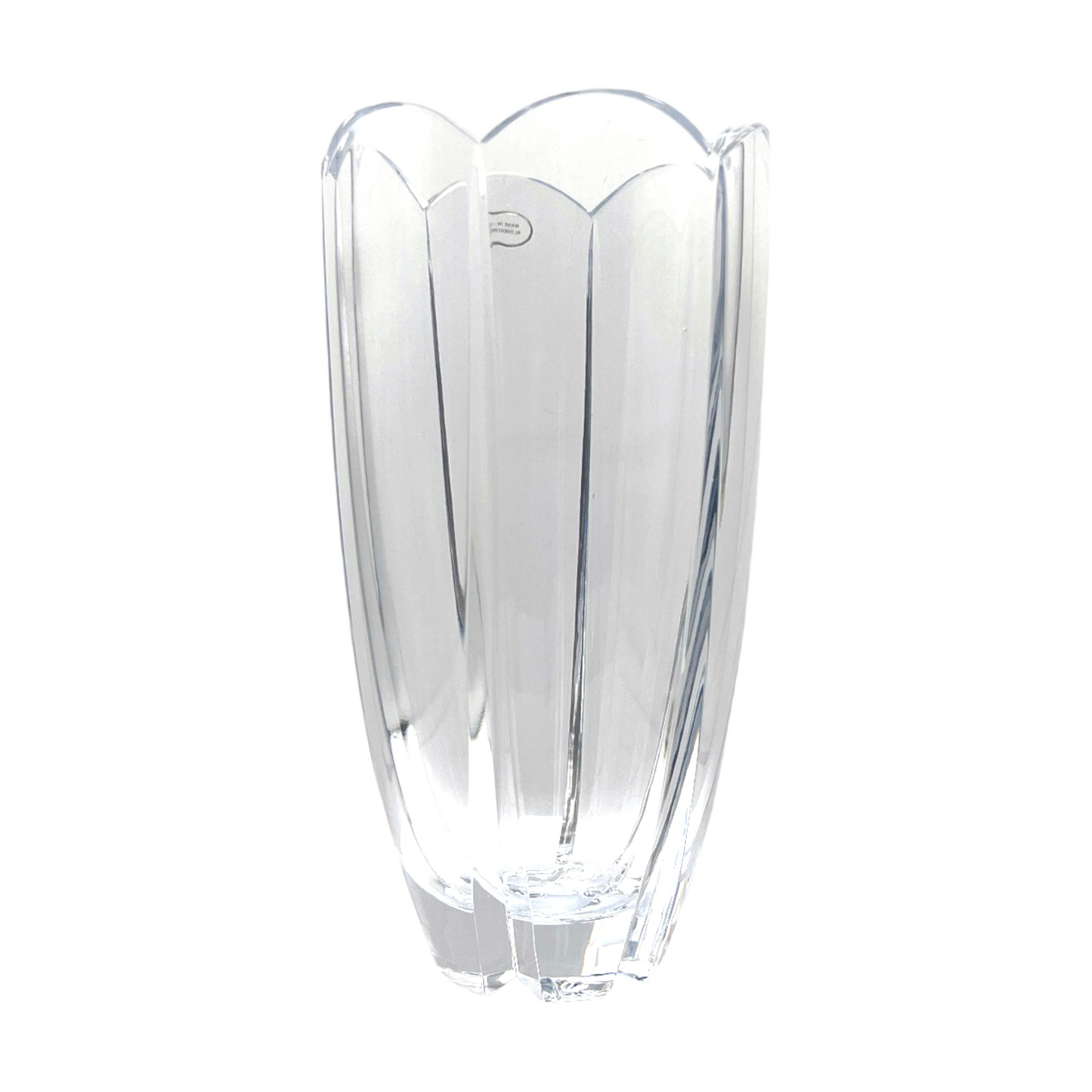 Crystal Vase - Modern Six Faceted Scallop Top Vase - 10"