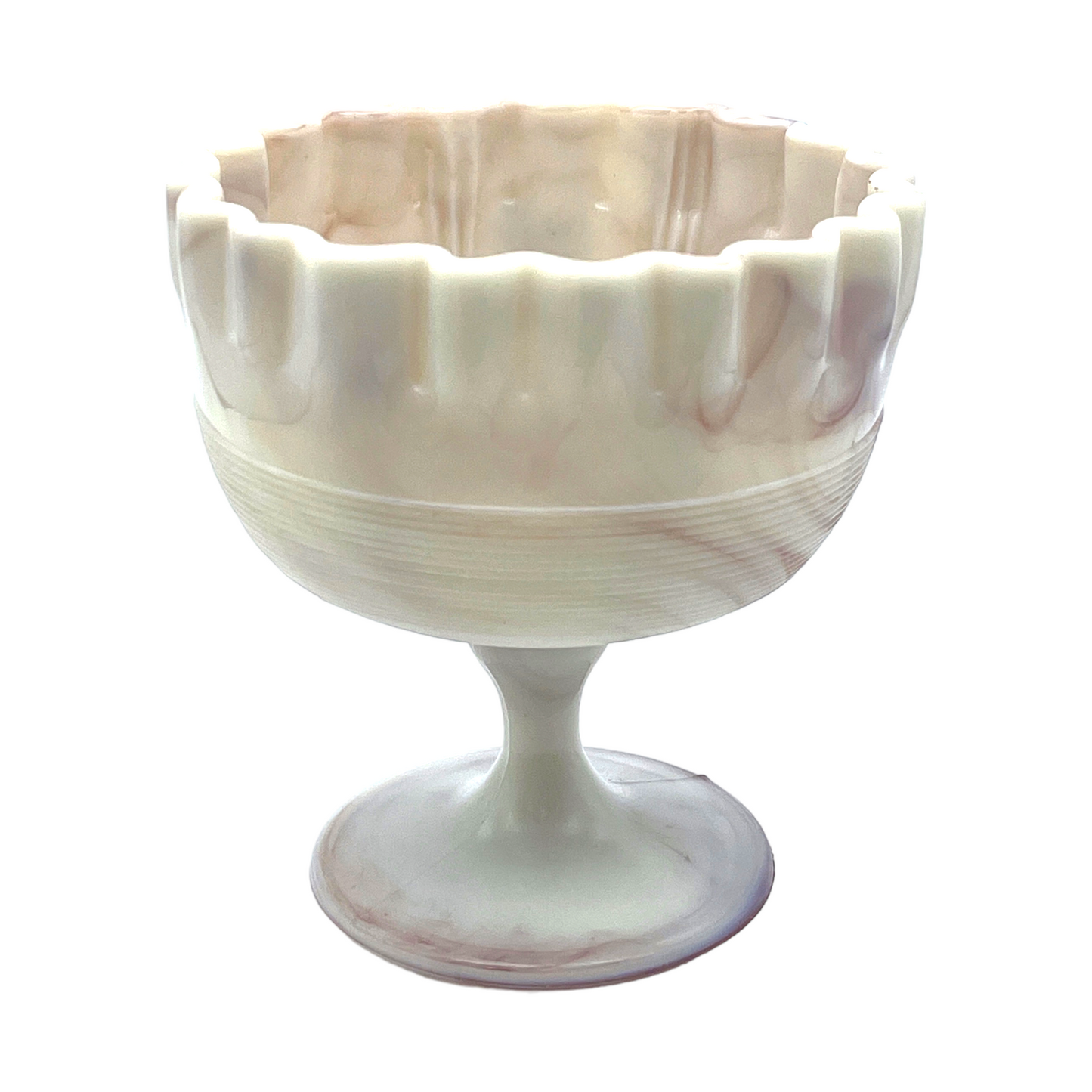 Northwood - Spool Of Threads Slag Glass Compote - Vintage - 4.5