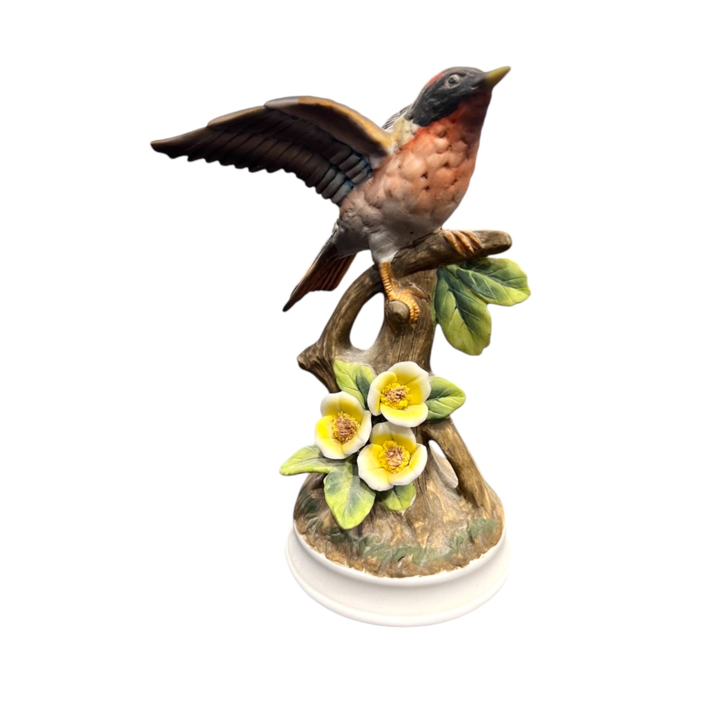 Lefton China - Bird In Tree Branch With Flowers - 7"