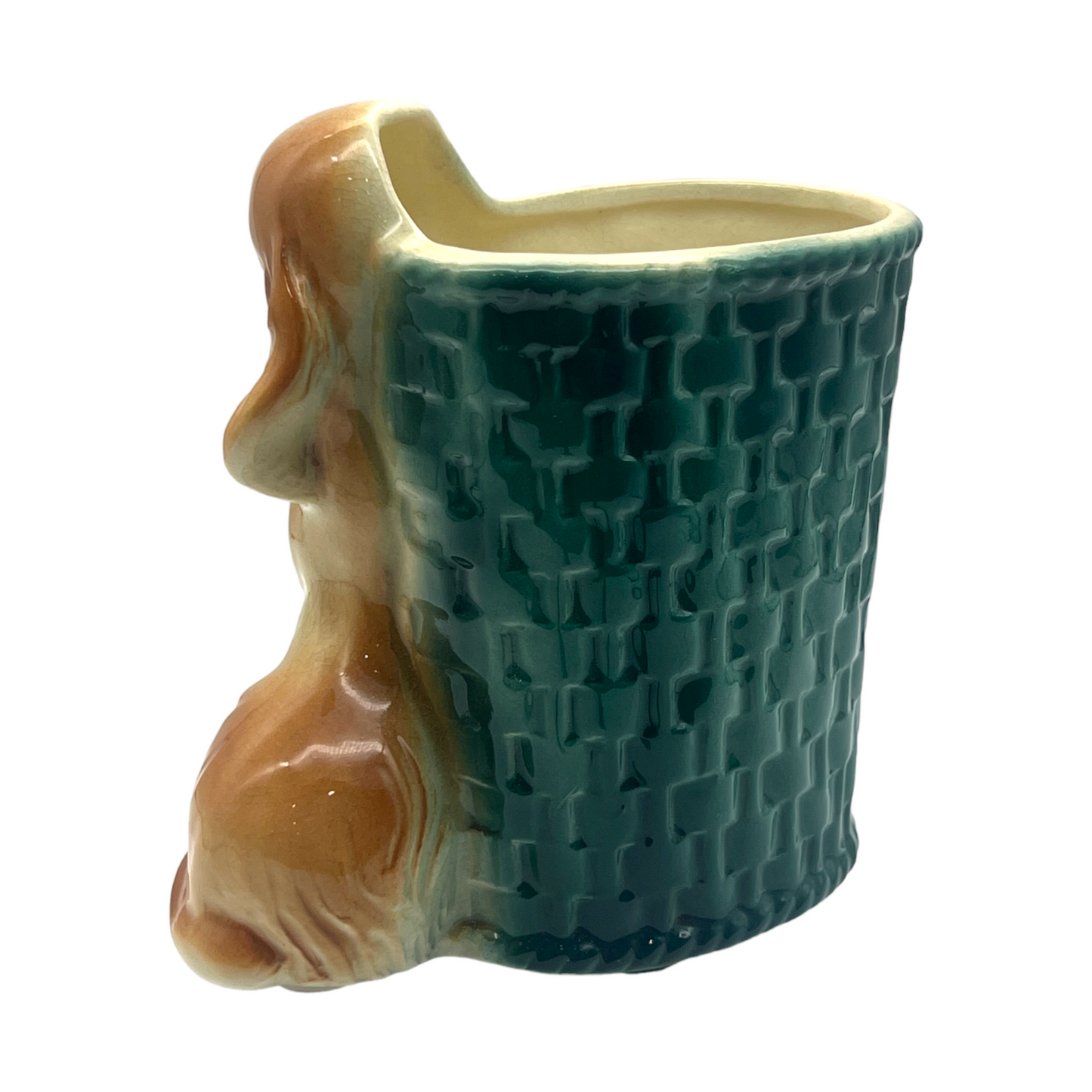 Royal Copley - Cocker Spaniel In Basket Planter - Vintage - 5.5"