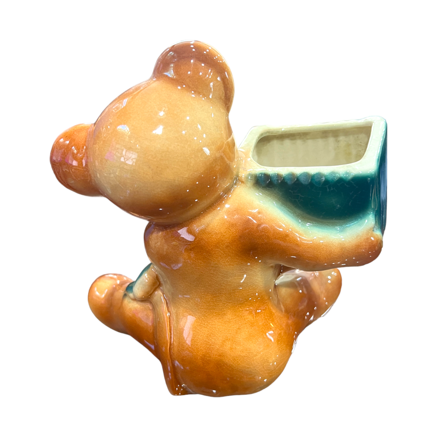 Royal Copley - Teddy Bear Playing Accordion Planter - Vintage - 8"