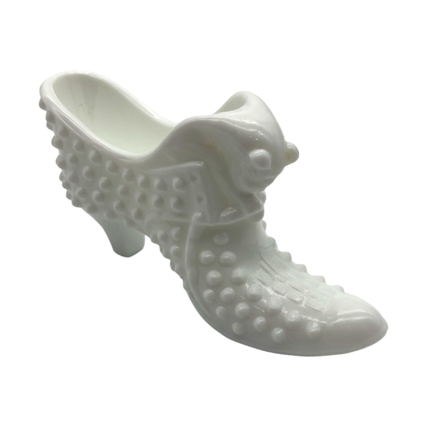 Fenton Art Glass - Hobnail White Shoe - Vintage - 3"