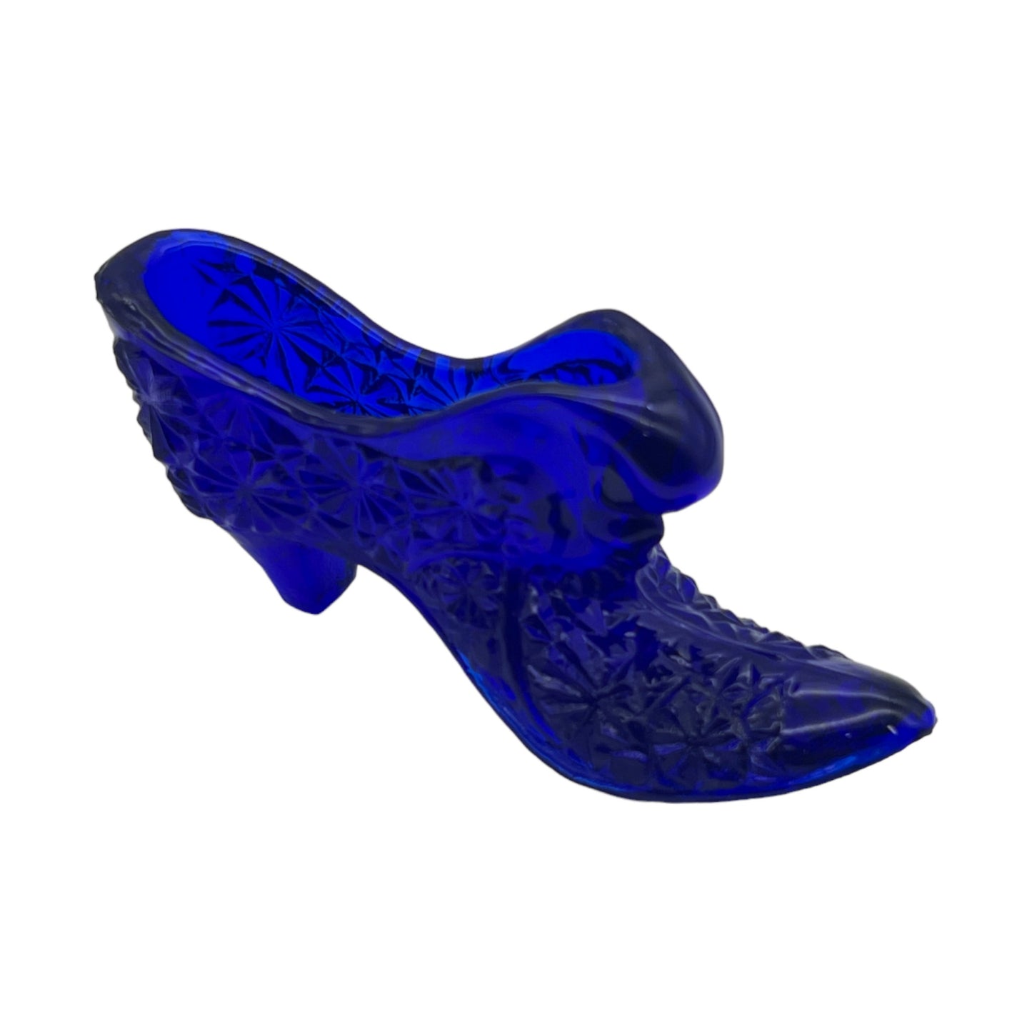 Cobalt Blue Victorian Style Glass Shoe Sculpture - Vintage Elegance for Home and Office Decor