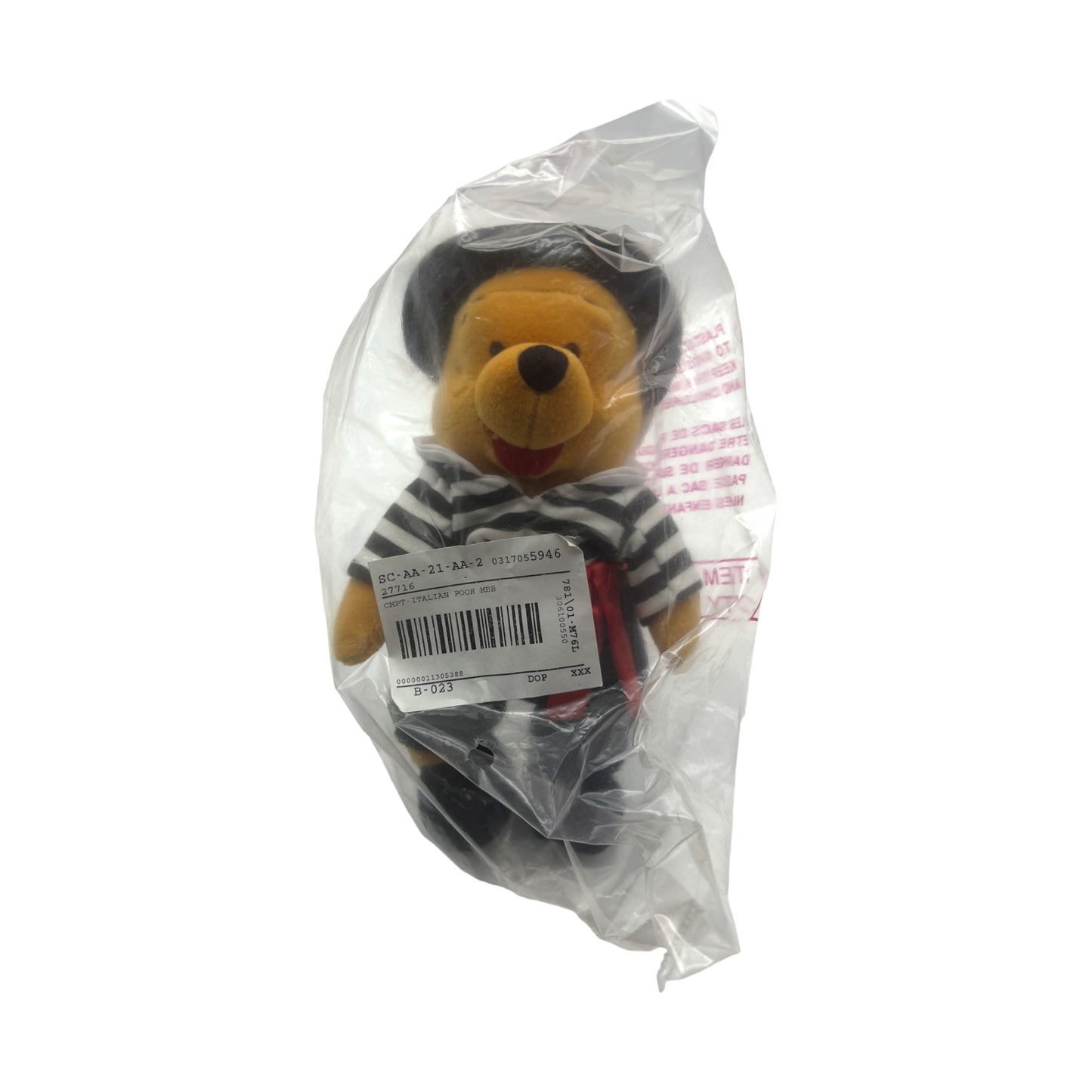 Disney Store - Italian Pooh Bean Bag - Vintage - With Tag - 8"