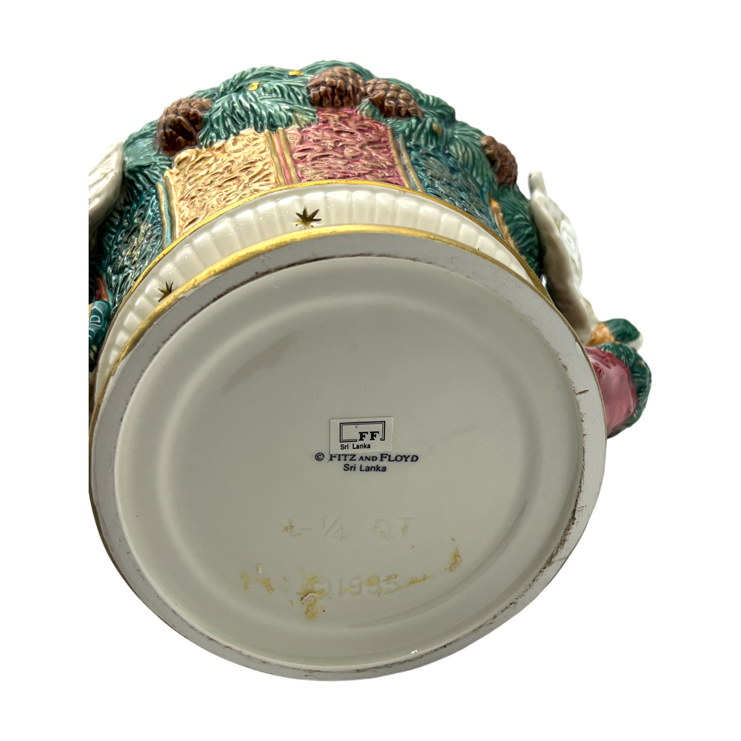 Fitz & Floyd - Angel Damask Pinecones Candy Bowl - 1995 - 9.5"