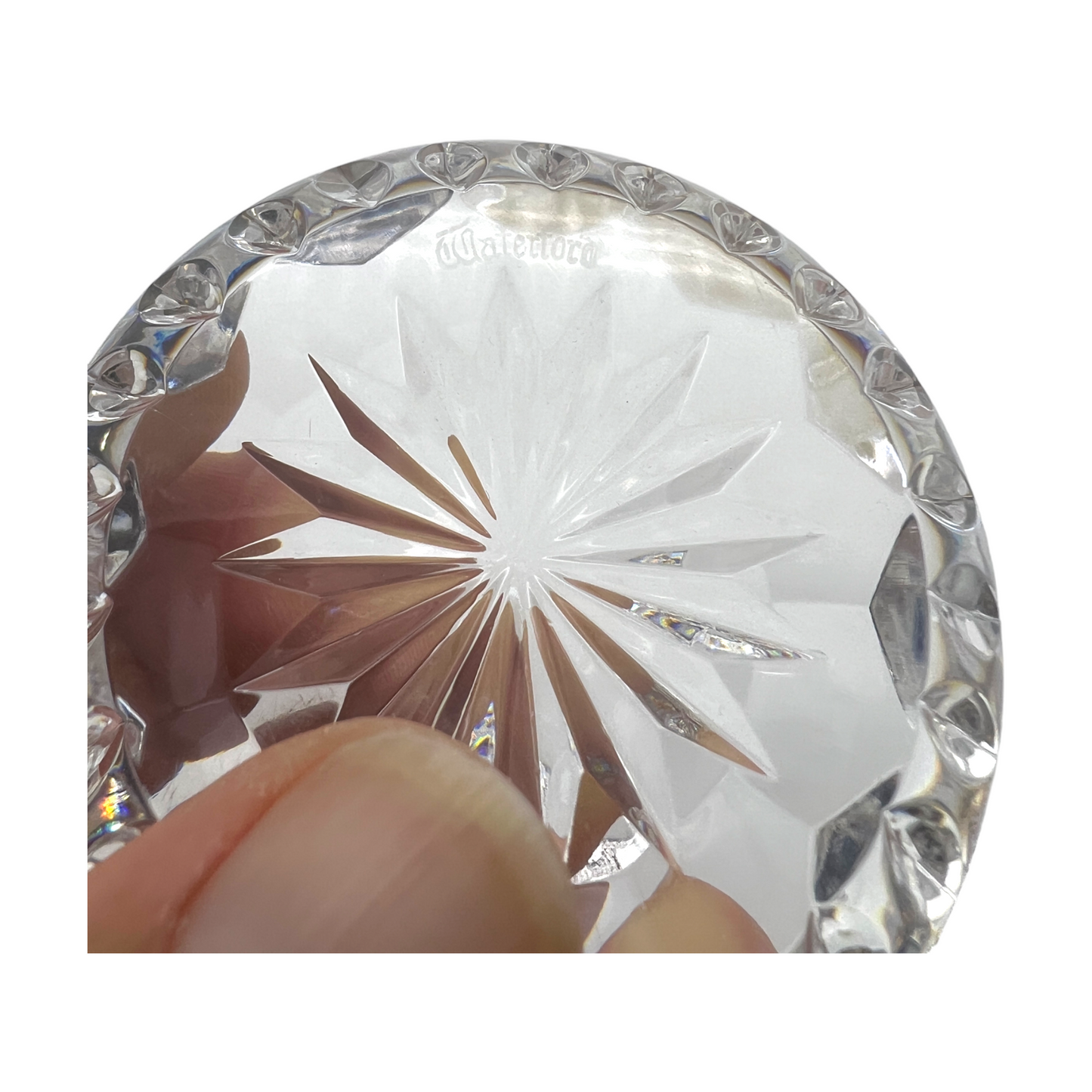 Waterford Crystal -Circle Fauceted Star Center Paperweight - 1.5"