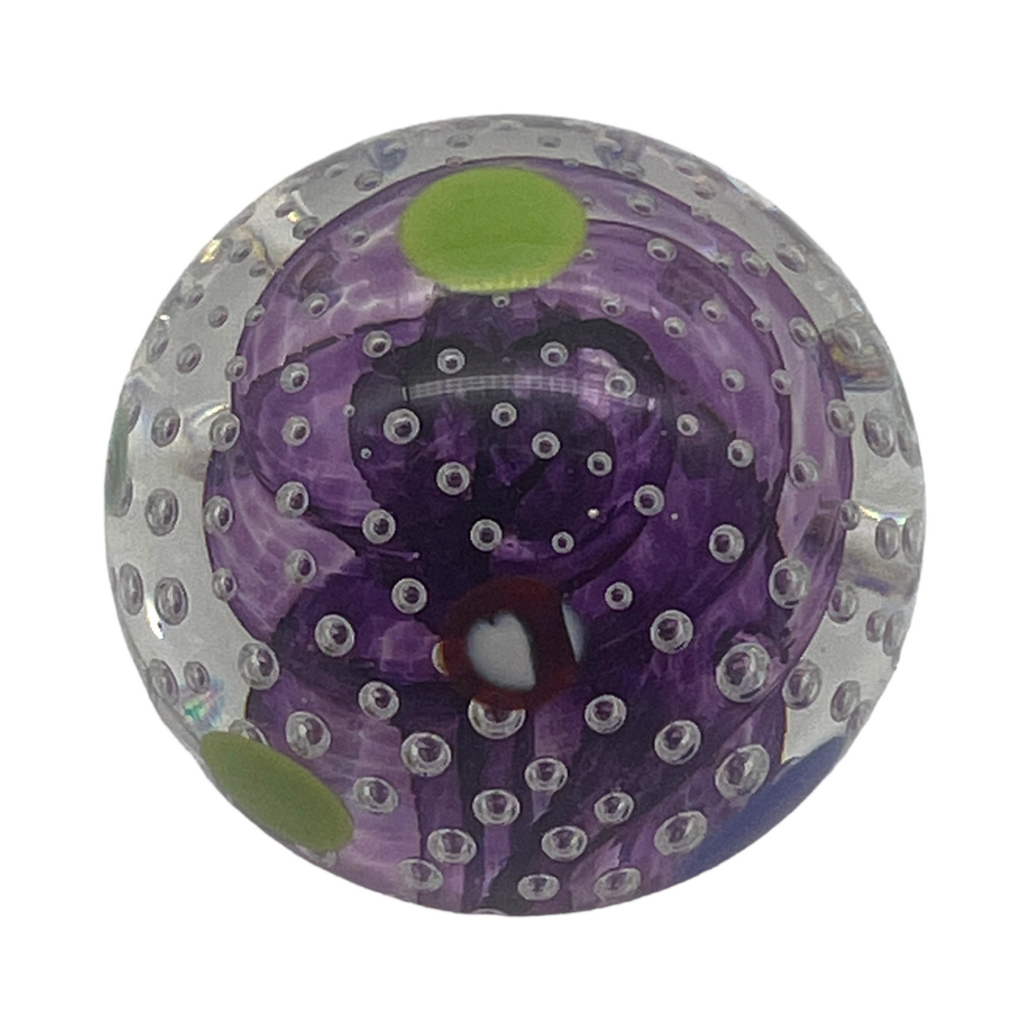 Glass Eye Studio Paperweight - Millefiori With Controlled Bubble - Signed GES 99 - 2"