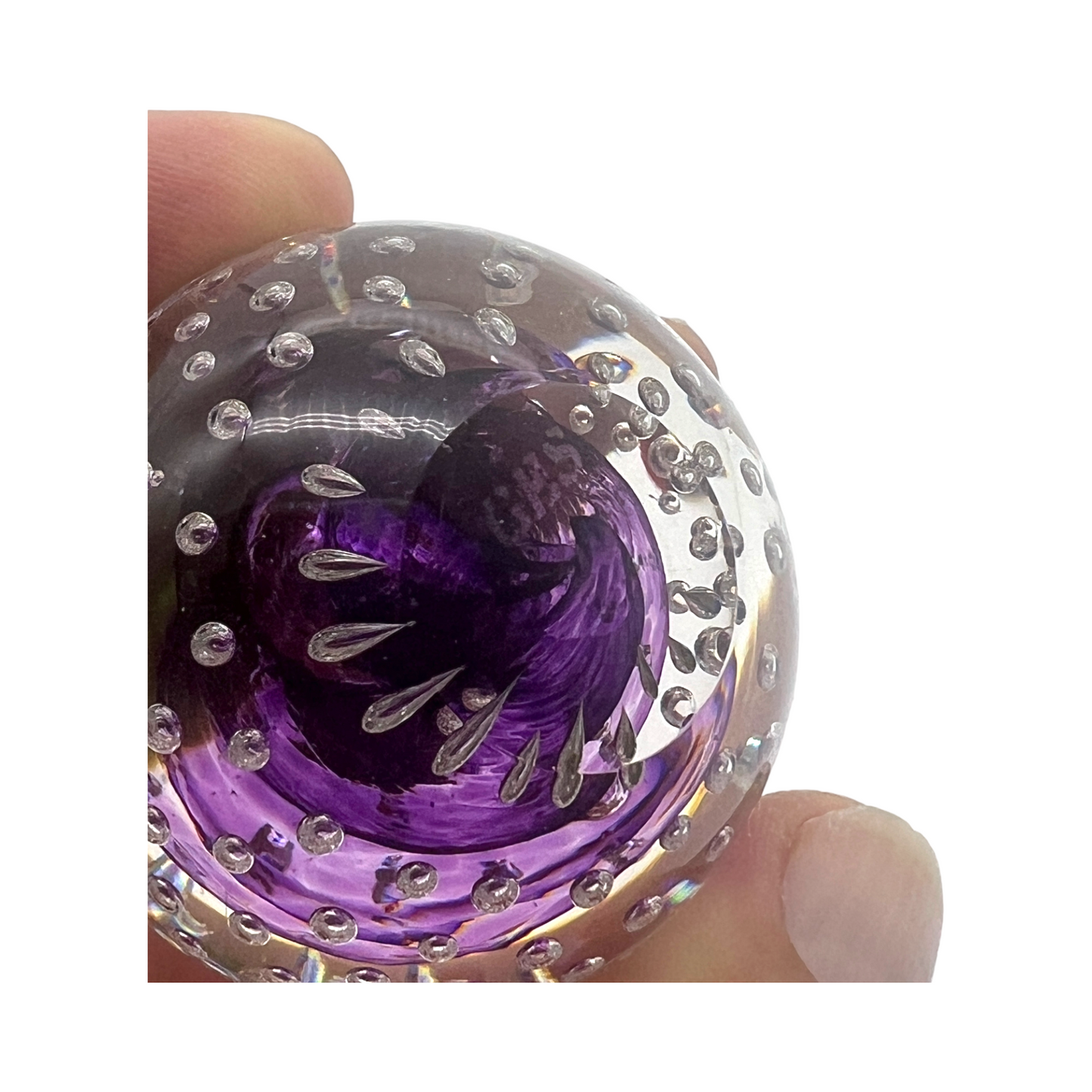 Glass Eye Studio Paperweight - Millefiori With Controlled Bubble - Signed GES 99 - 2"