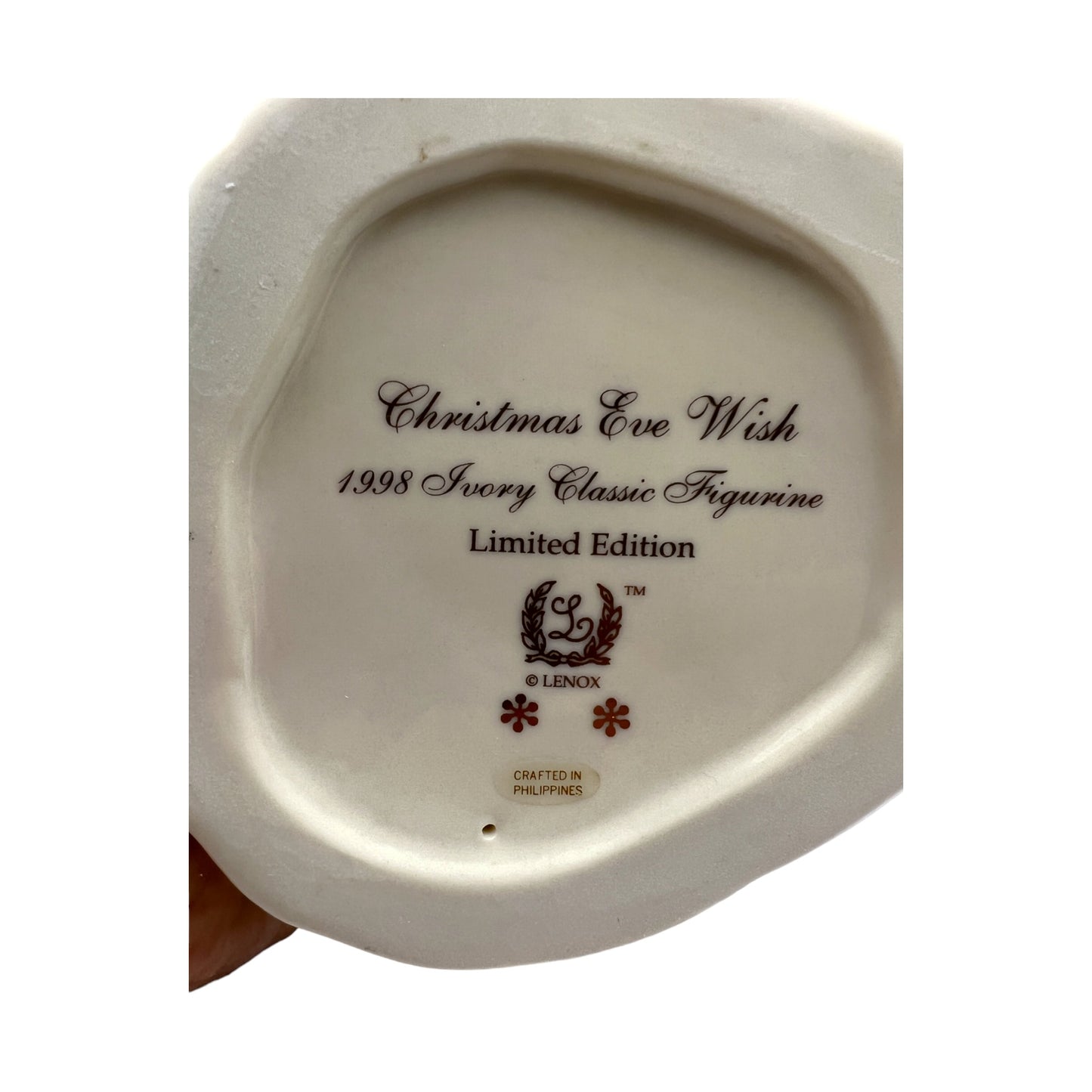 Lenox - Christmas Eve Wish - 1998 Ivory Classic Figurine - Limited Edition - Original Box - 9.25"