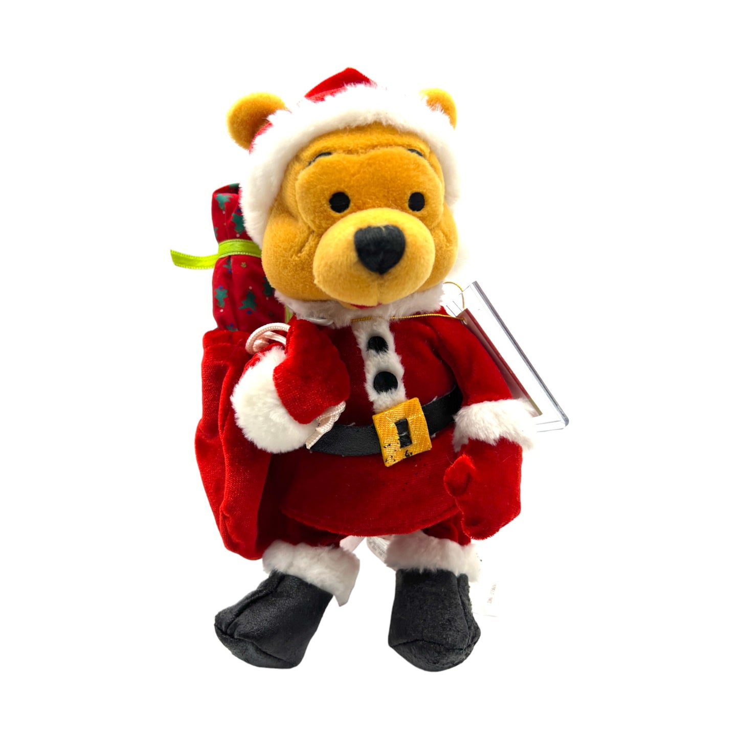Disney Store - Santa Pooh Mini Bean Bag - Christmas - With Tag - 8"