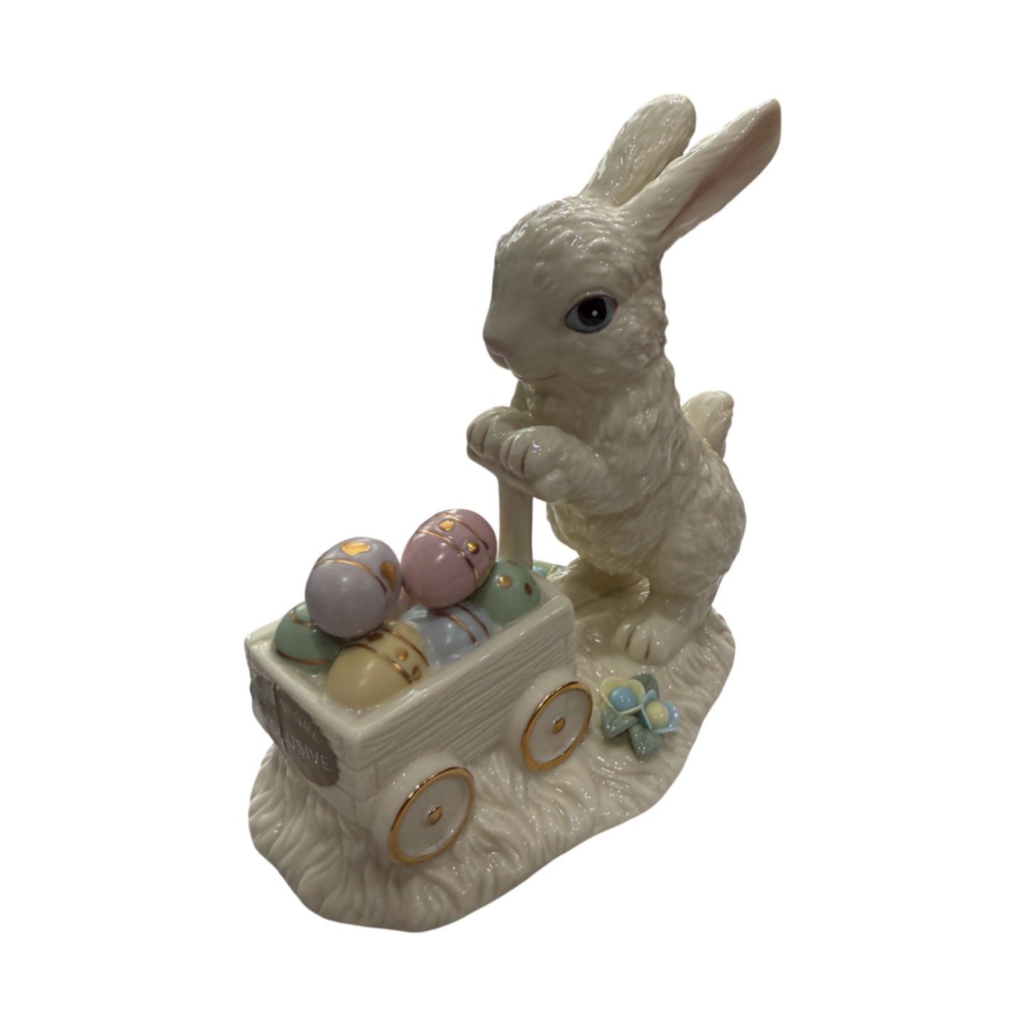 Lenox - Easter Bunny With Cart Of Eggs - Porcelain & Gold Accents - 5"