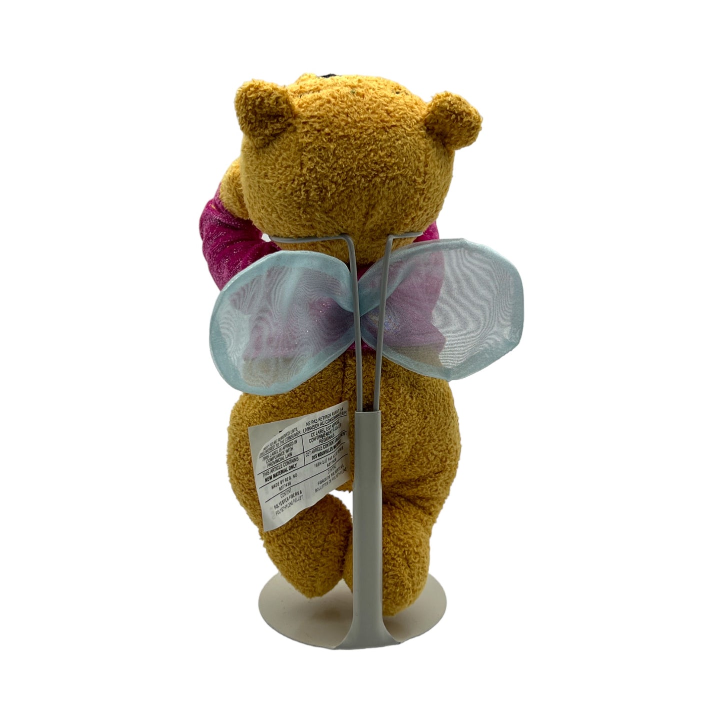Disney Store - Pink Fairy Pooh with Blue Wings - Mini Bean Bag - Vintage - 8"