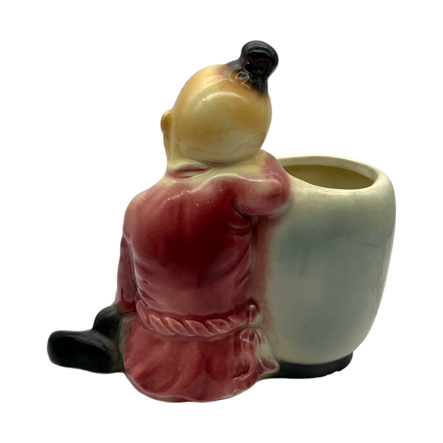 Royal Copley - Oriental Boy Or Girl Leaning On Vase Planter - 5.5"