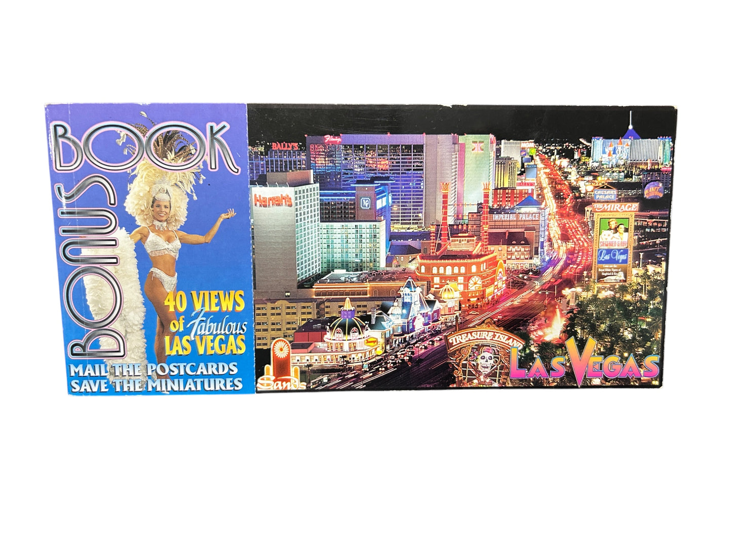 Las Vegas, NV Postcard Bonus Book - 20 Postcards + 20 Miniatures - 1995 Vintage - 8.5"
