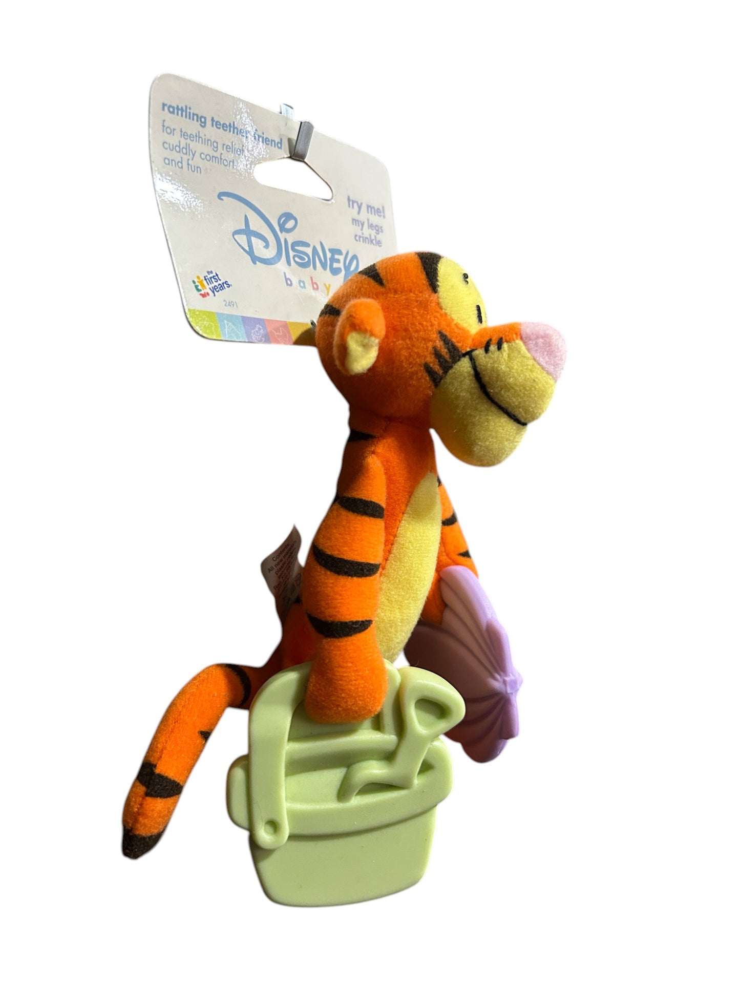 Disney Baby - Winnie the Pooh - Tigger Rattling Teether Friend - New in Package - Vintage - 6.5"