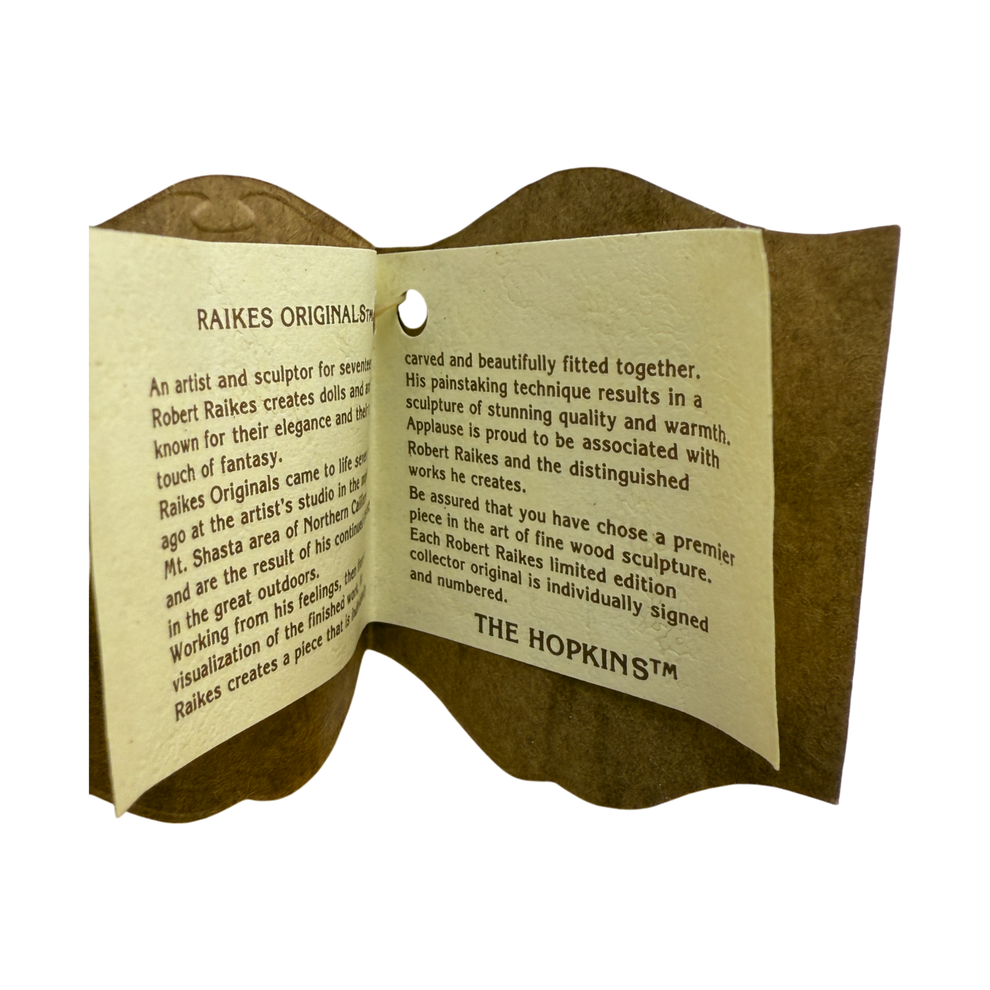 Raikes Bears - Wood Face - The Hopkins 5990/8004 - Hand Signed - 12"