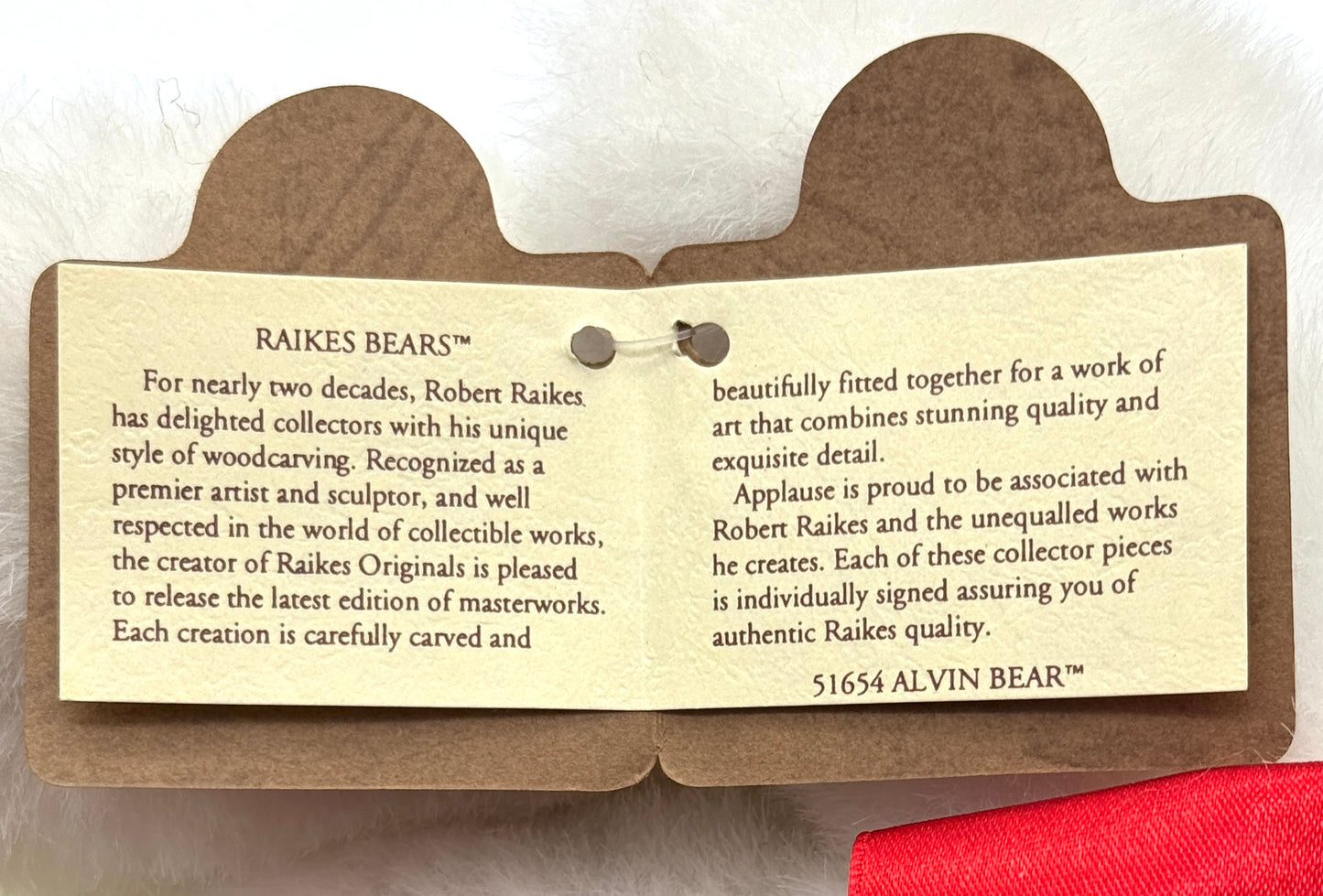Raikes Bears - Wood Faced - Alvin Bear 51654 - Hand Signed - 11"