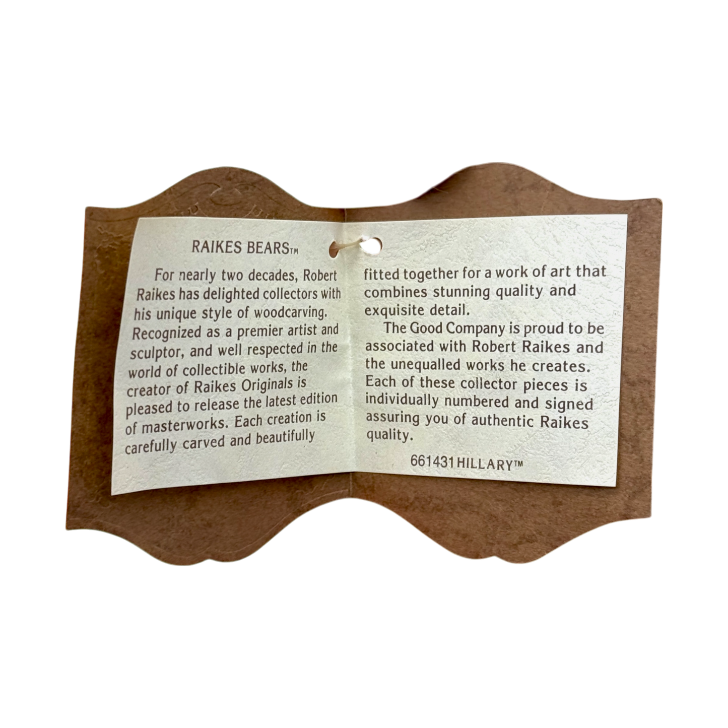 Raikes Bears - Wood Faced - Hillary 661431 - #2420/7500 - Jointed - 15"