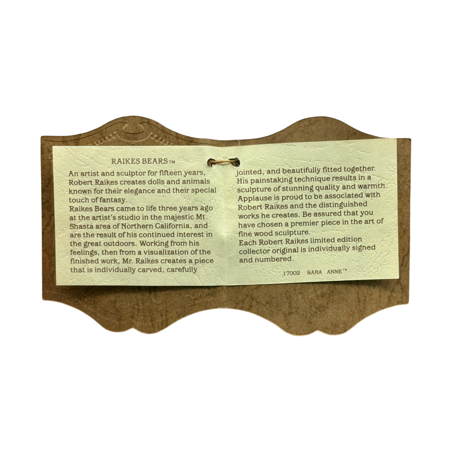 Raikes Bears - Wood Faced - Sara Ann 17002 - #4804/7500 - Jointed - 15"