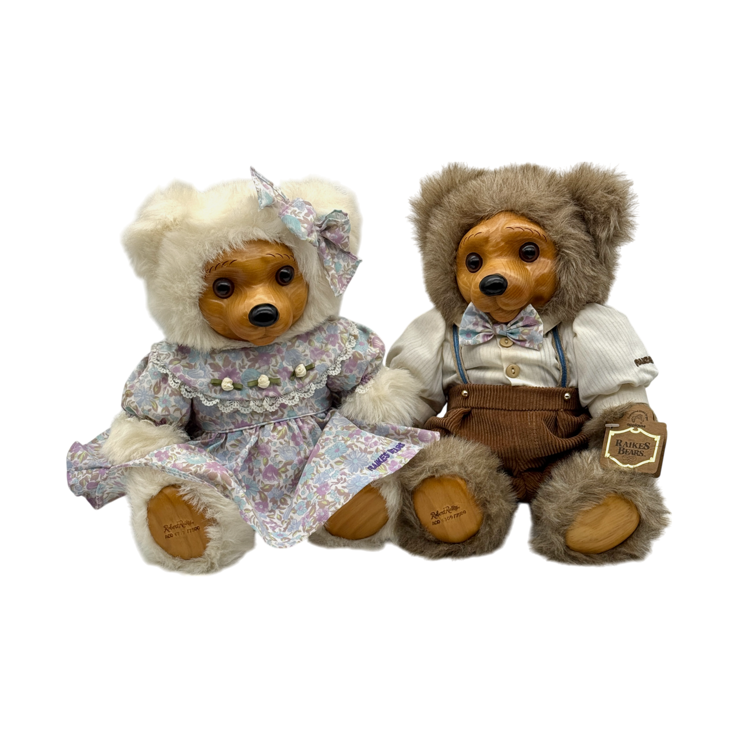 Raikes Bears - Wood Faced - Alec & Allison Limited To 7500 - Jointed - 12"