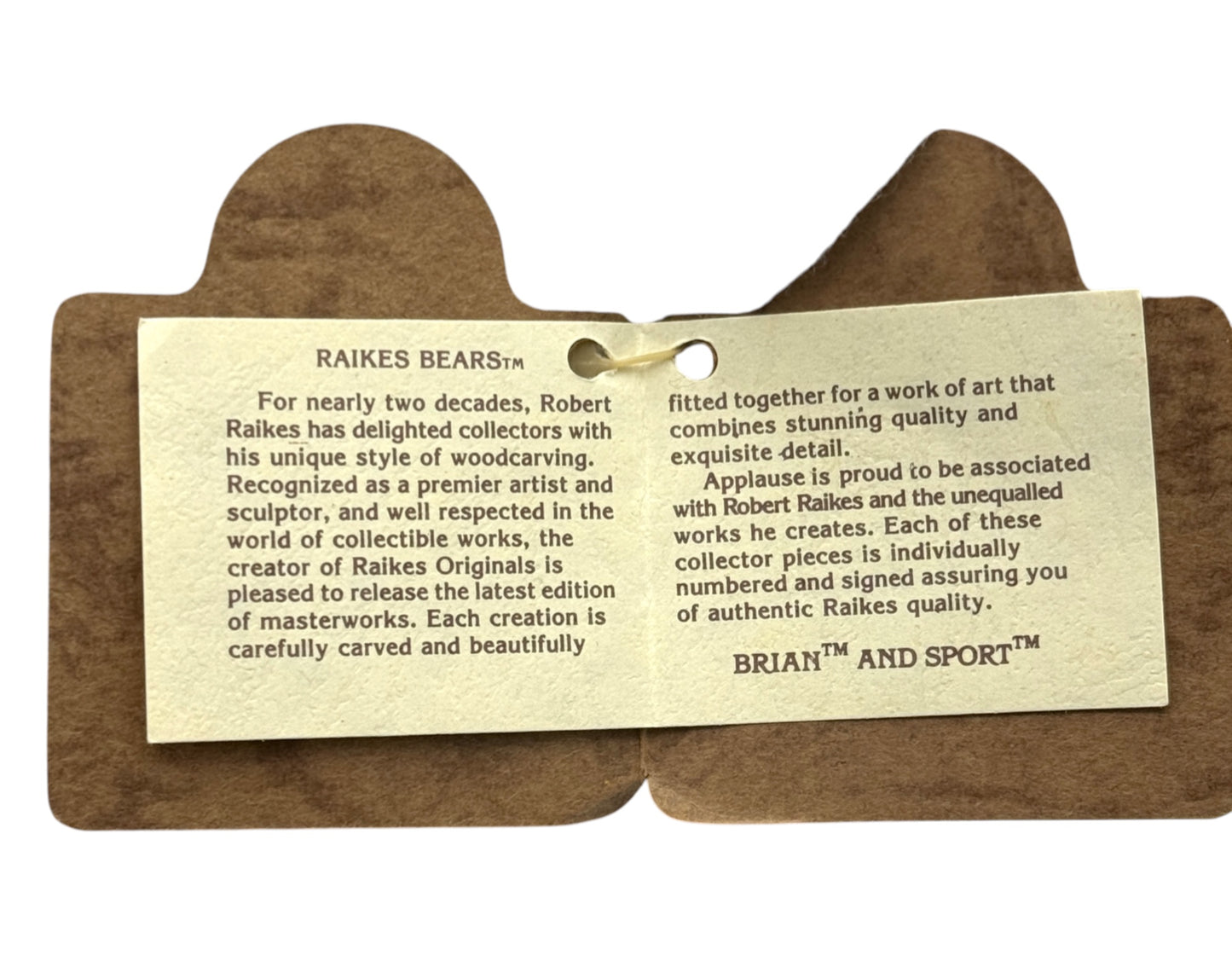 Raikes Bears - Wood Faced - Brian & Sport - Limited To 10000 - Jointed - 16"