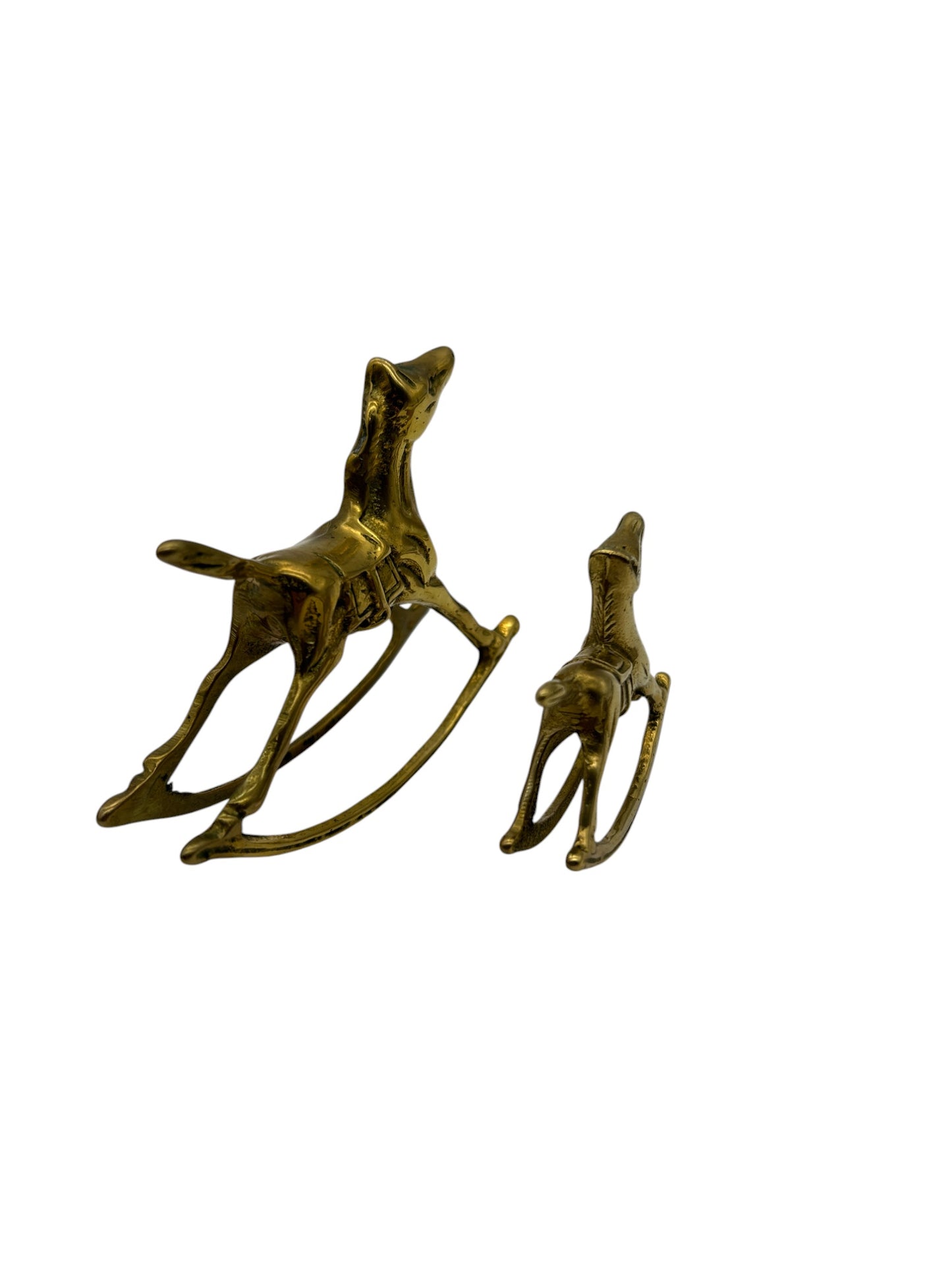 Vintage - Solid Brass Rocking Horses - Set of Two - NWB - 4"