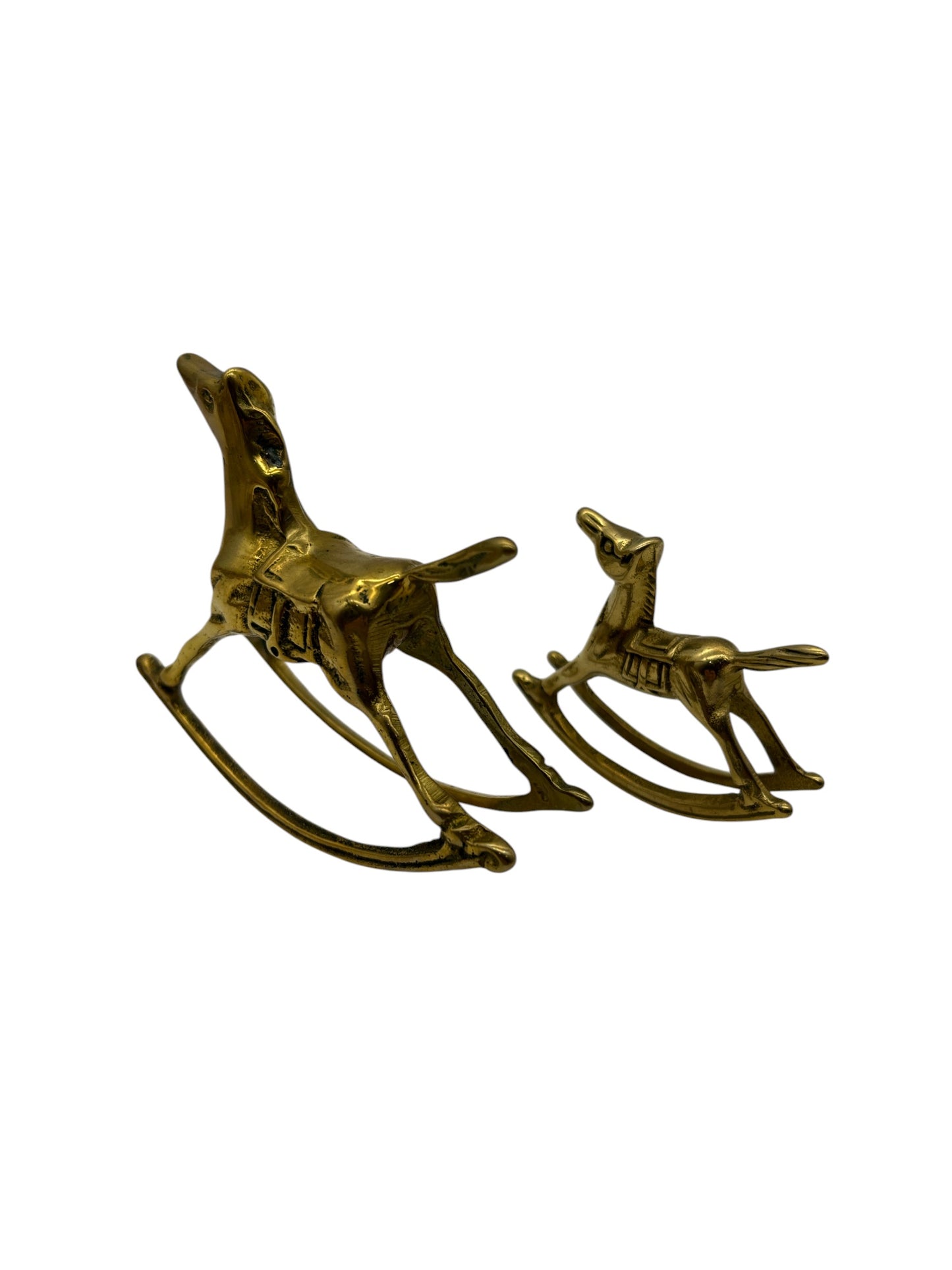 Vintage - Solid Brass Rocking Horses - Set of Two - NWB - 4"