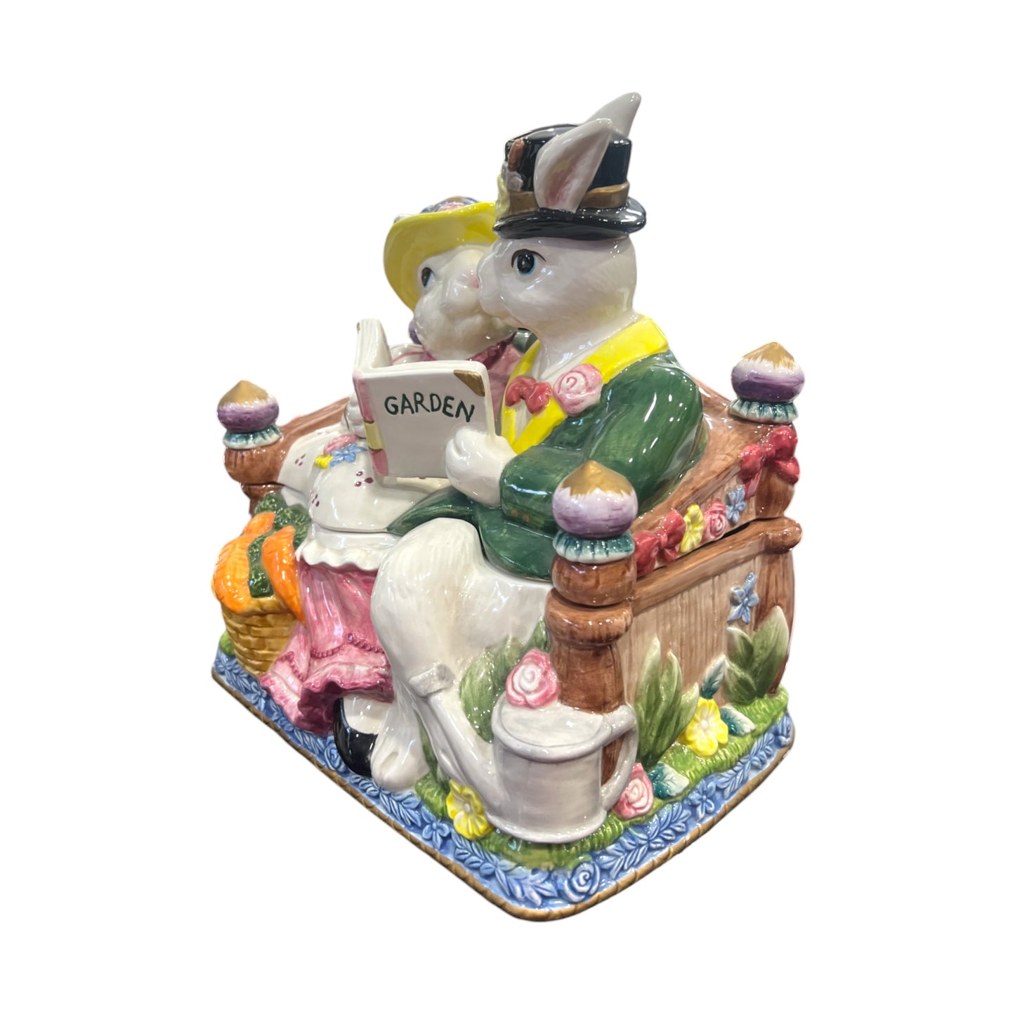 Fitz & Floyd - Omnibus - Cookie Jar Rabbits In Love, Garden Beach - 1996 - 10"