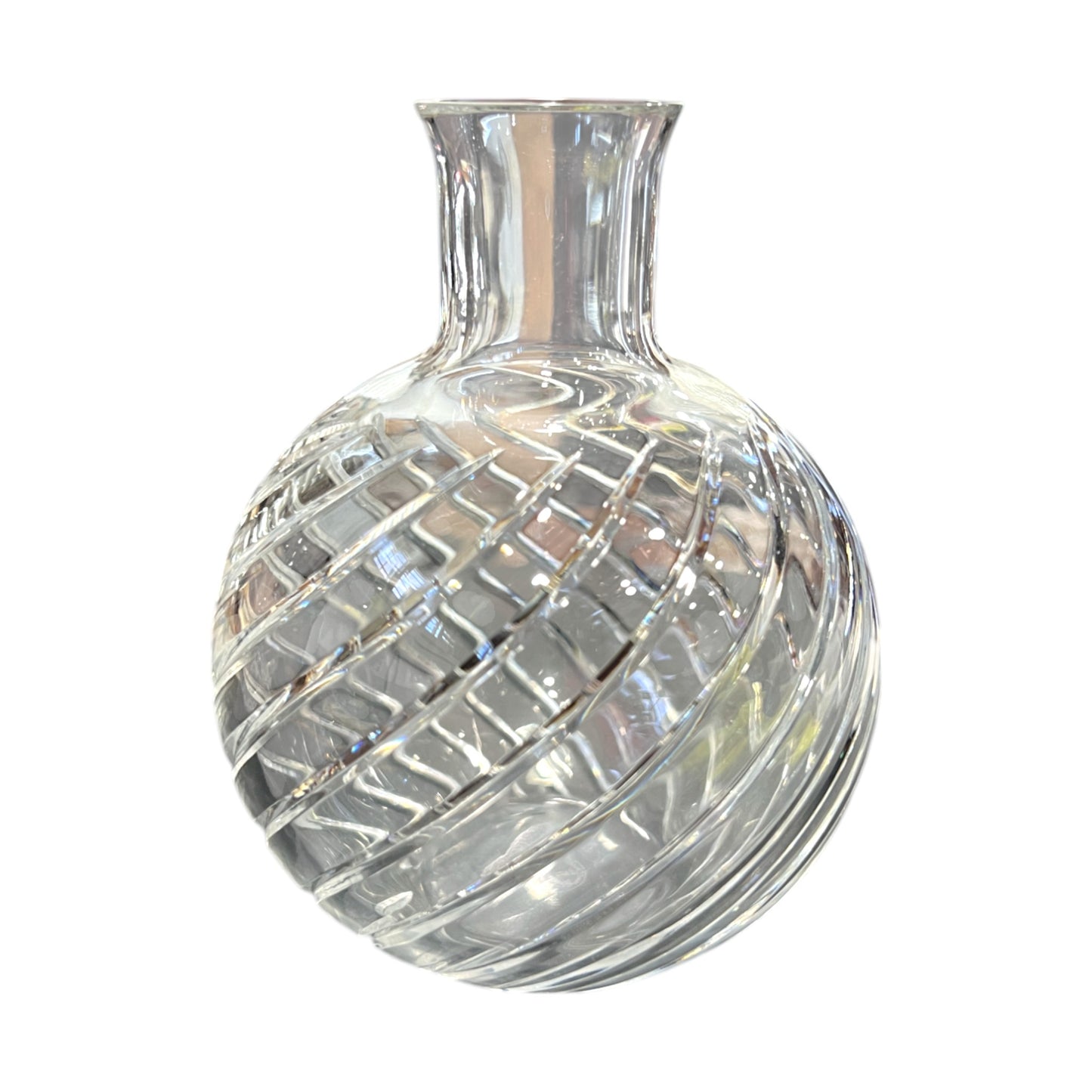 Baccarat Crystal - Cyclades Swirl Cut Vase - 1990's - 5"
