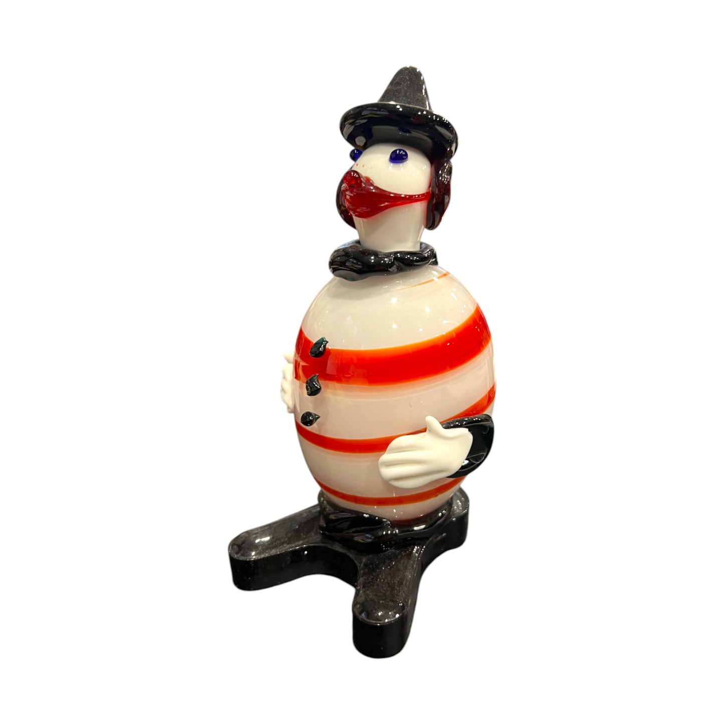 Murano Art Glass - Clown With Red & Swirl - Vintage - 6.5"