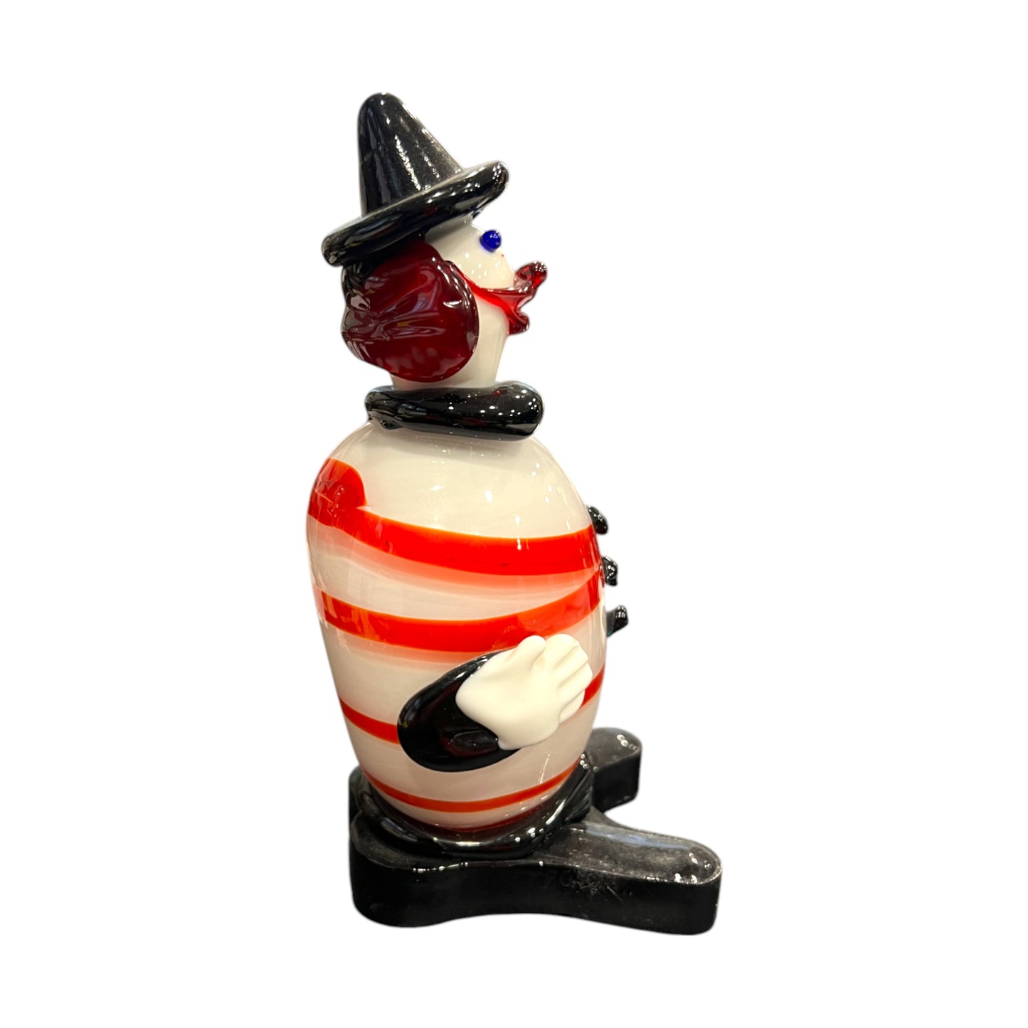 Murano Art Glass - Clown With Red & Swirl - Vintage - 6.5"