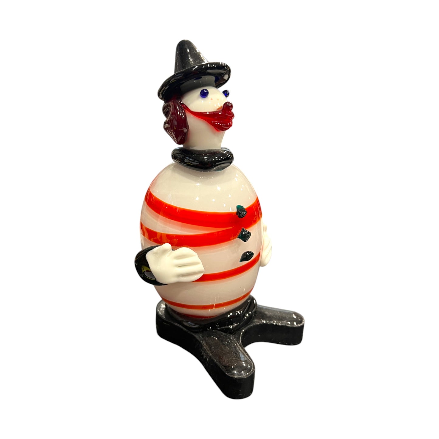 Murano Art Glass - Clown With Red & Swirl - Vintage - 6.5"