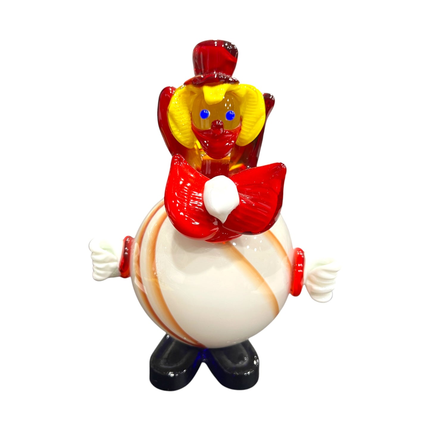 Murano Art Glass - Clown With Red & White Bow Tie - 8"