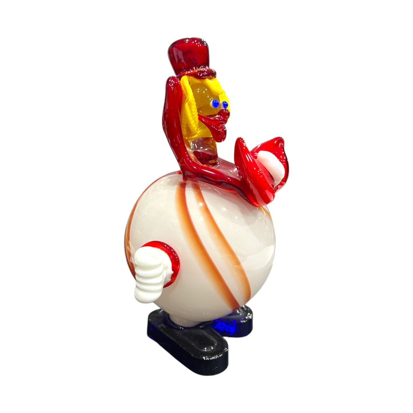 Murano Art Glass - Clown With Red & White Bow Tie - 8"