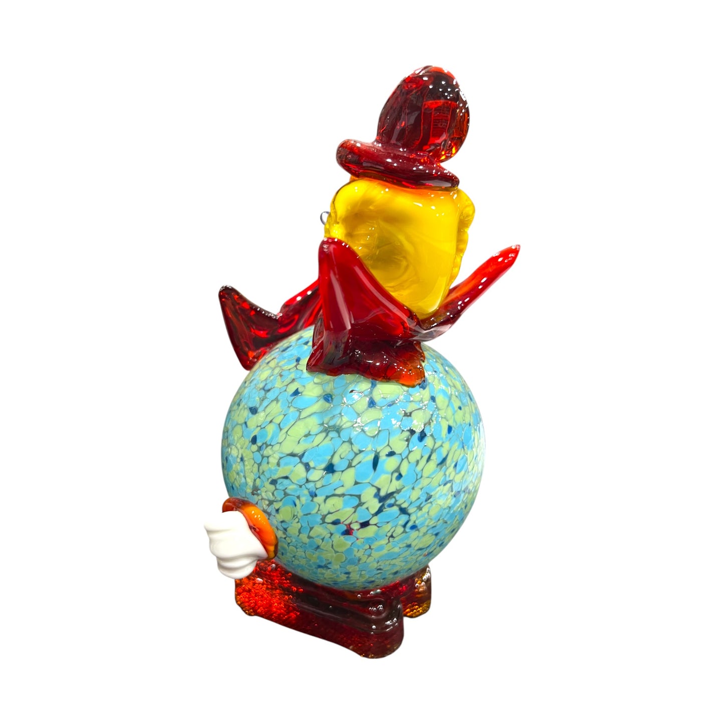Murano Art Glass - Clown With Red Bow Tie & Orange Buttons - 8"