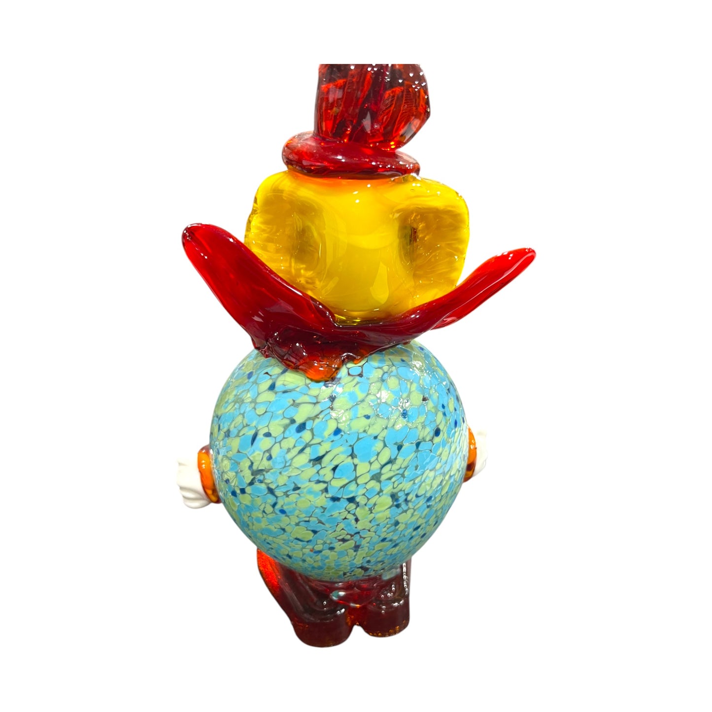 Murano Art Glass - Clown With Red Bow Tie & Orange Buttons - 8"